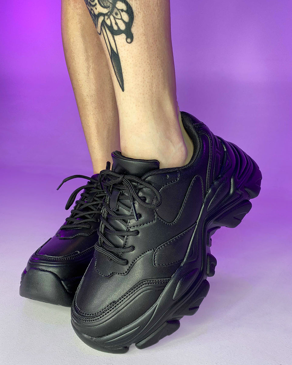 Black Flexx Women's Platform Sneakers
