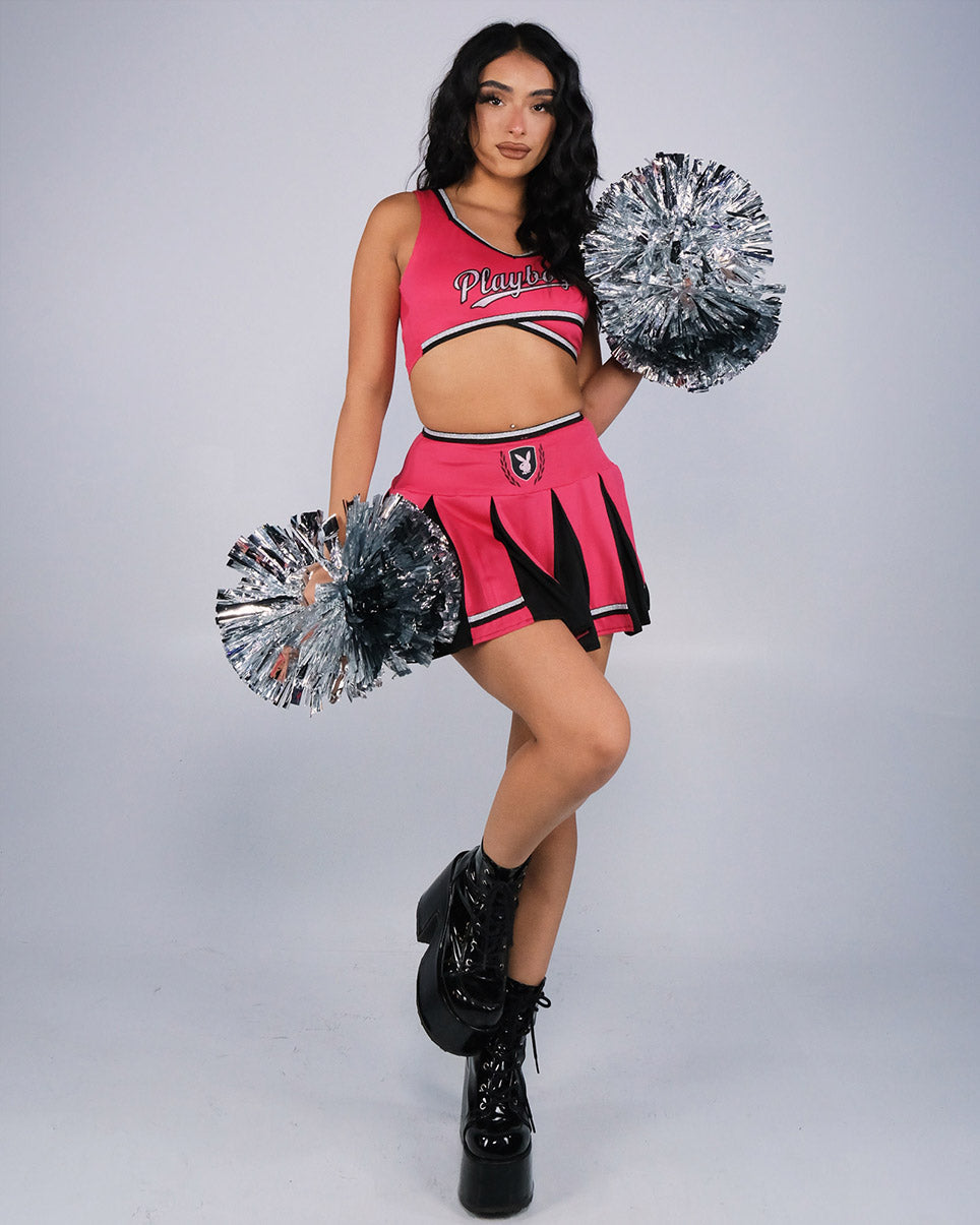 3pc Playboy Pink Cheer Squad Costume