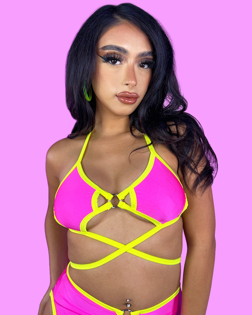 Rolita Couture X RW Neon Pink Assassin Underboob Top