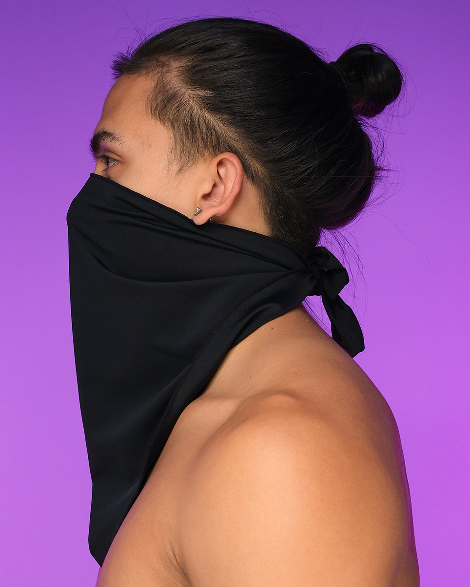 Plain Black Triangle Bandanna Mask