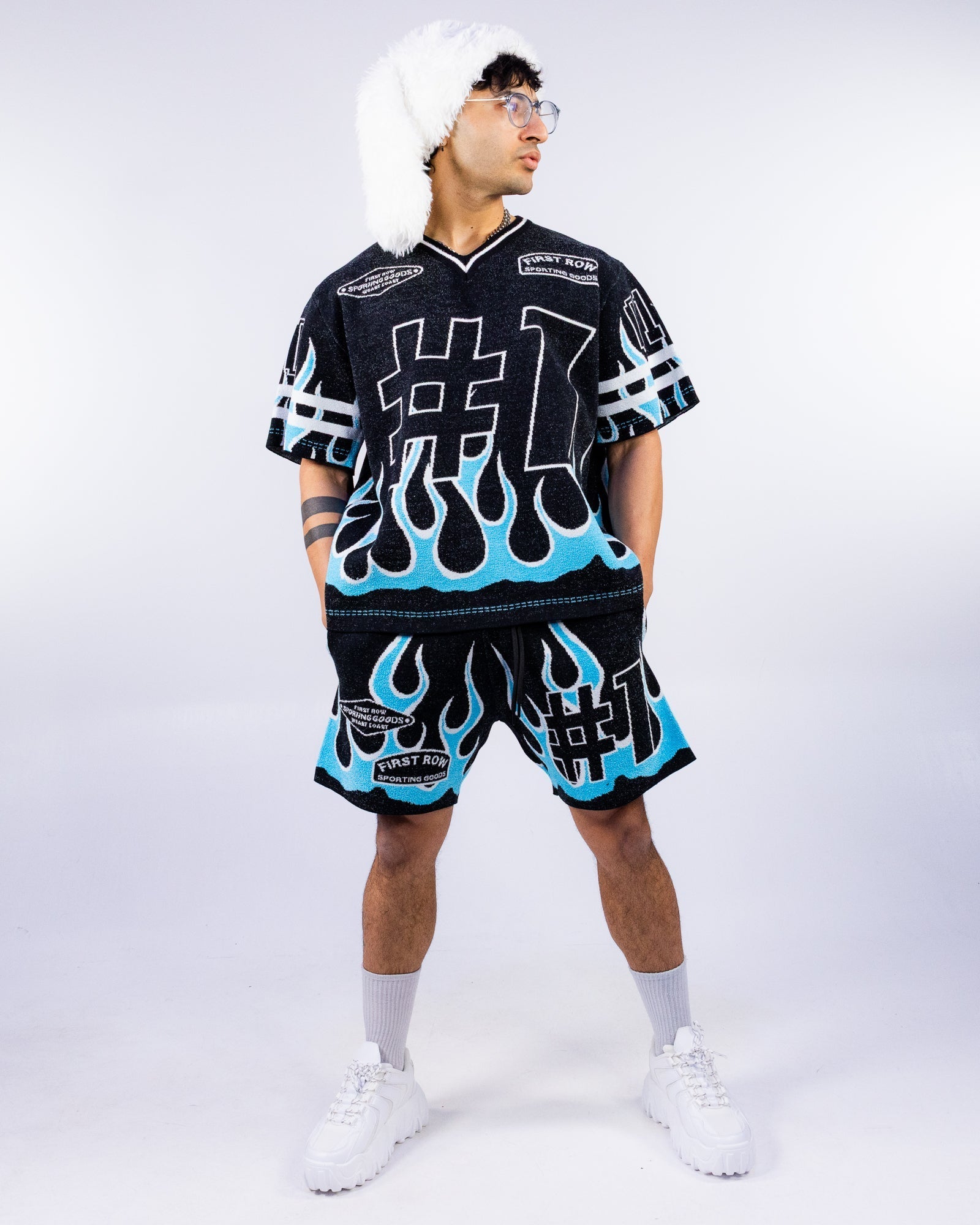 Flame Varsity Men's Black Knit Shorts