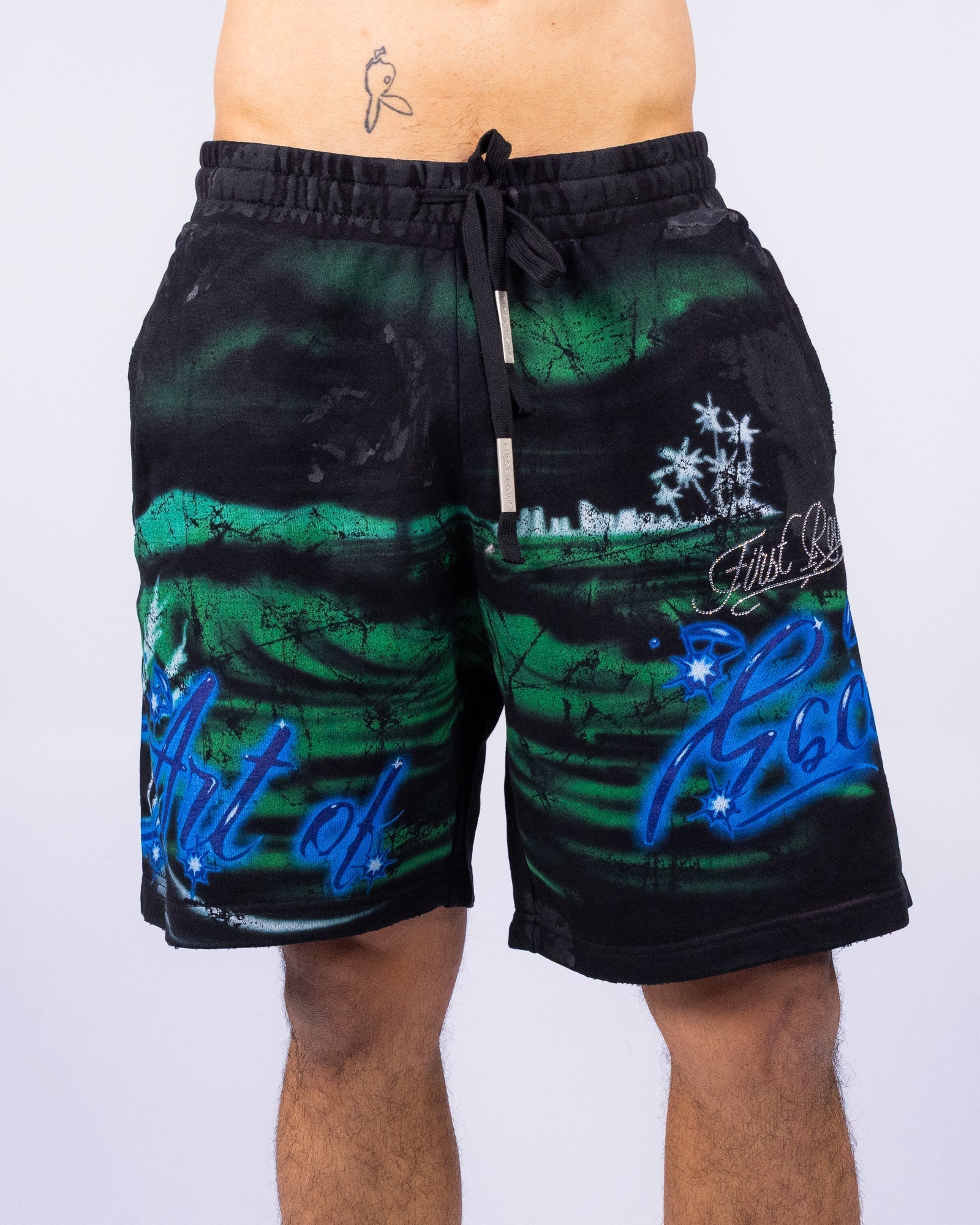 Art Of Escape Men's Black Graphic Shorts