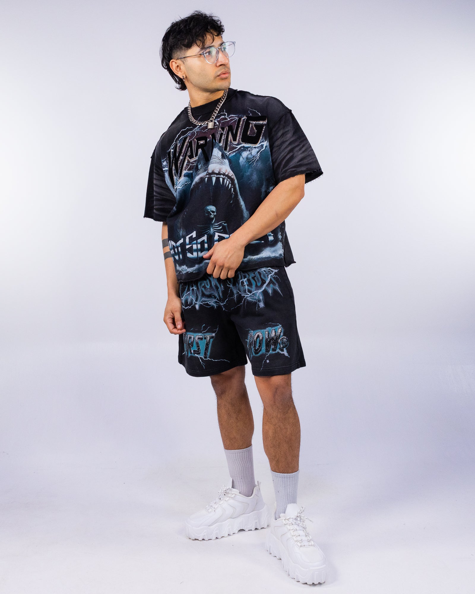 Earth First Men's Black Graphic Shorts