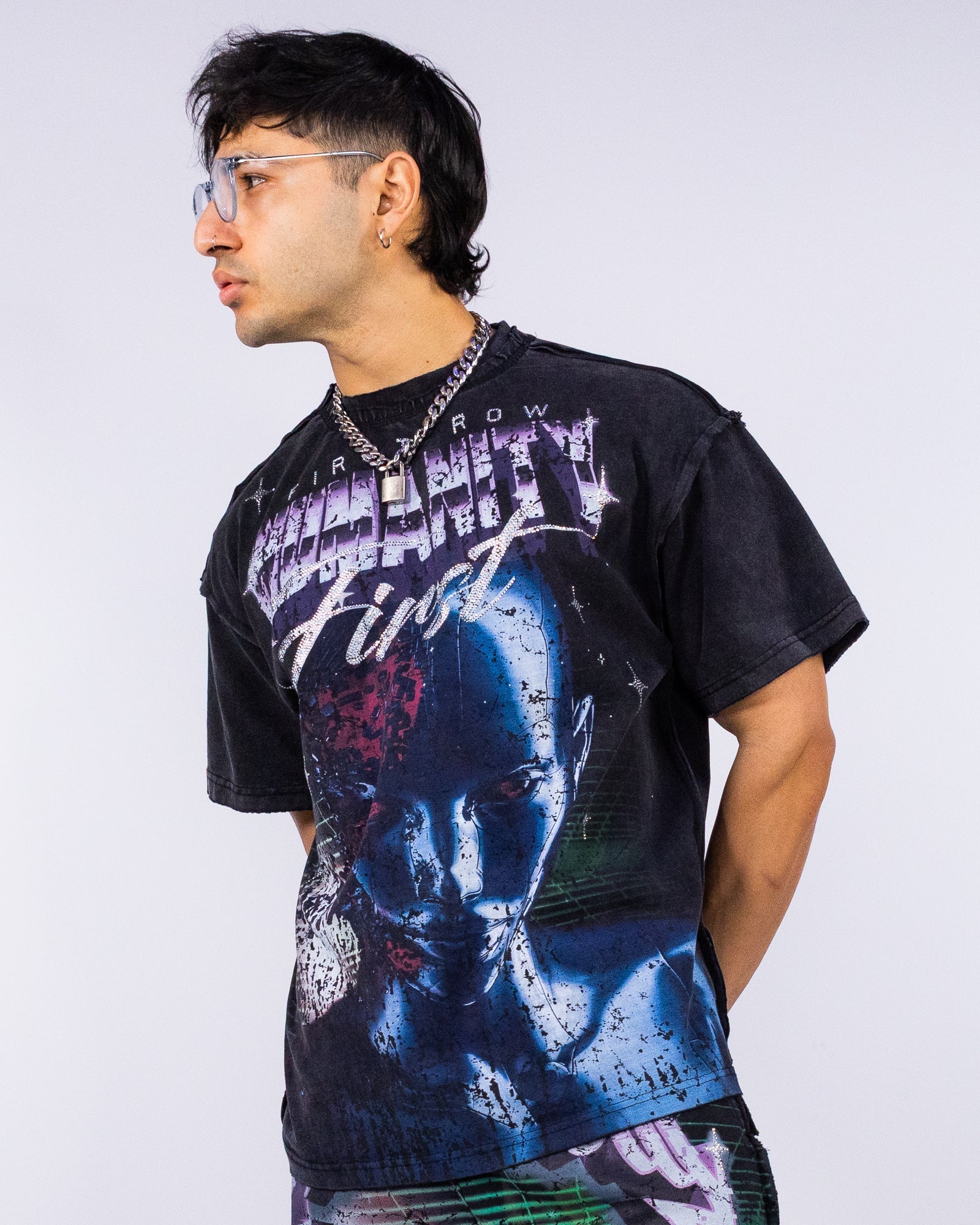Humanity First Men's Black Washed Tee