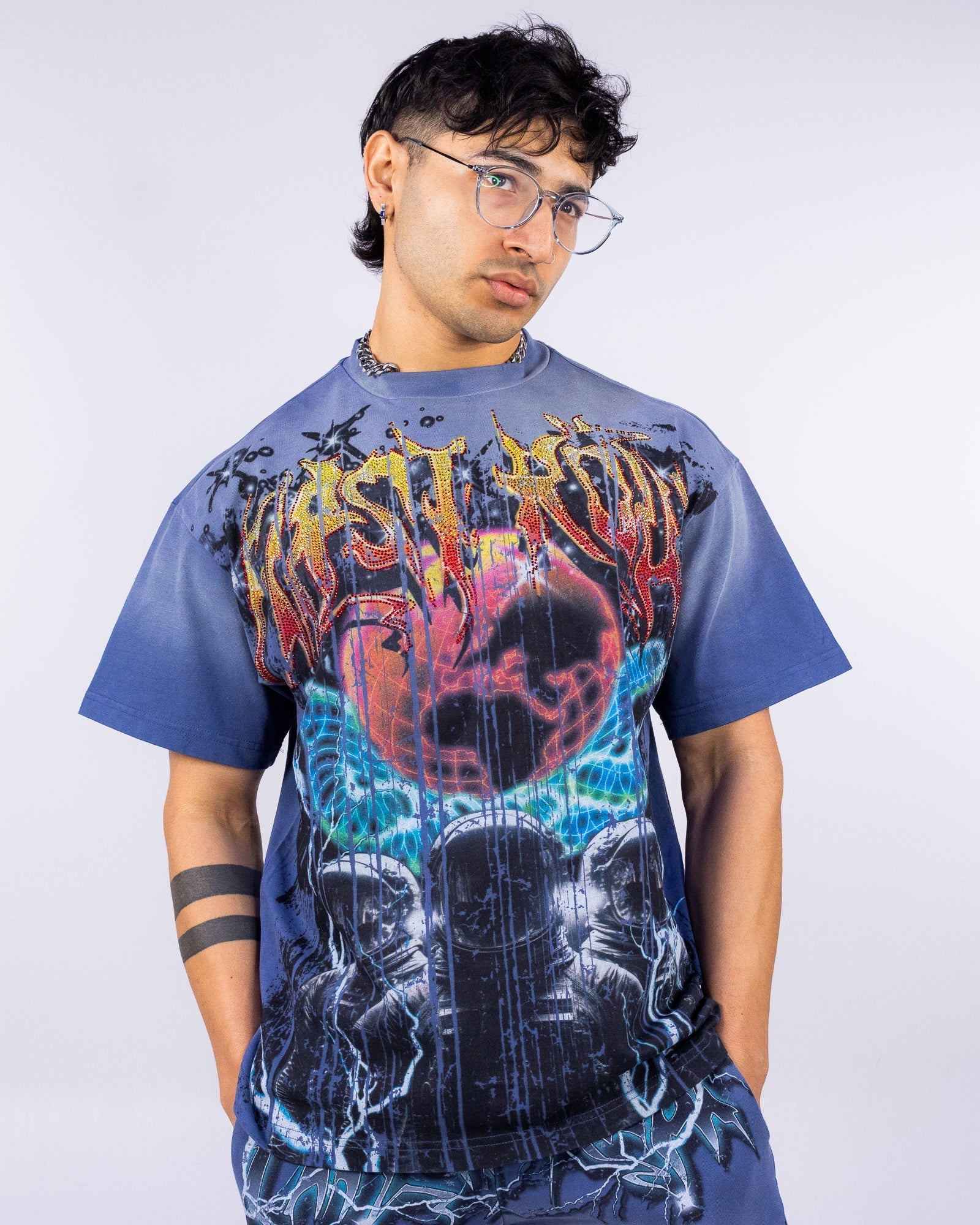Earth First Men's Blue Washed Tee