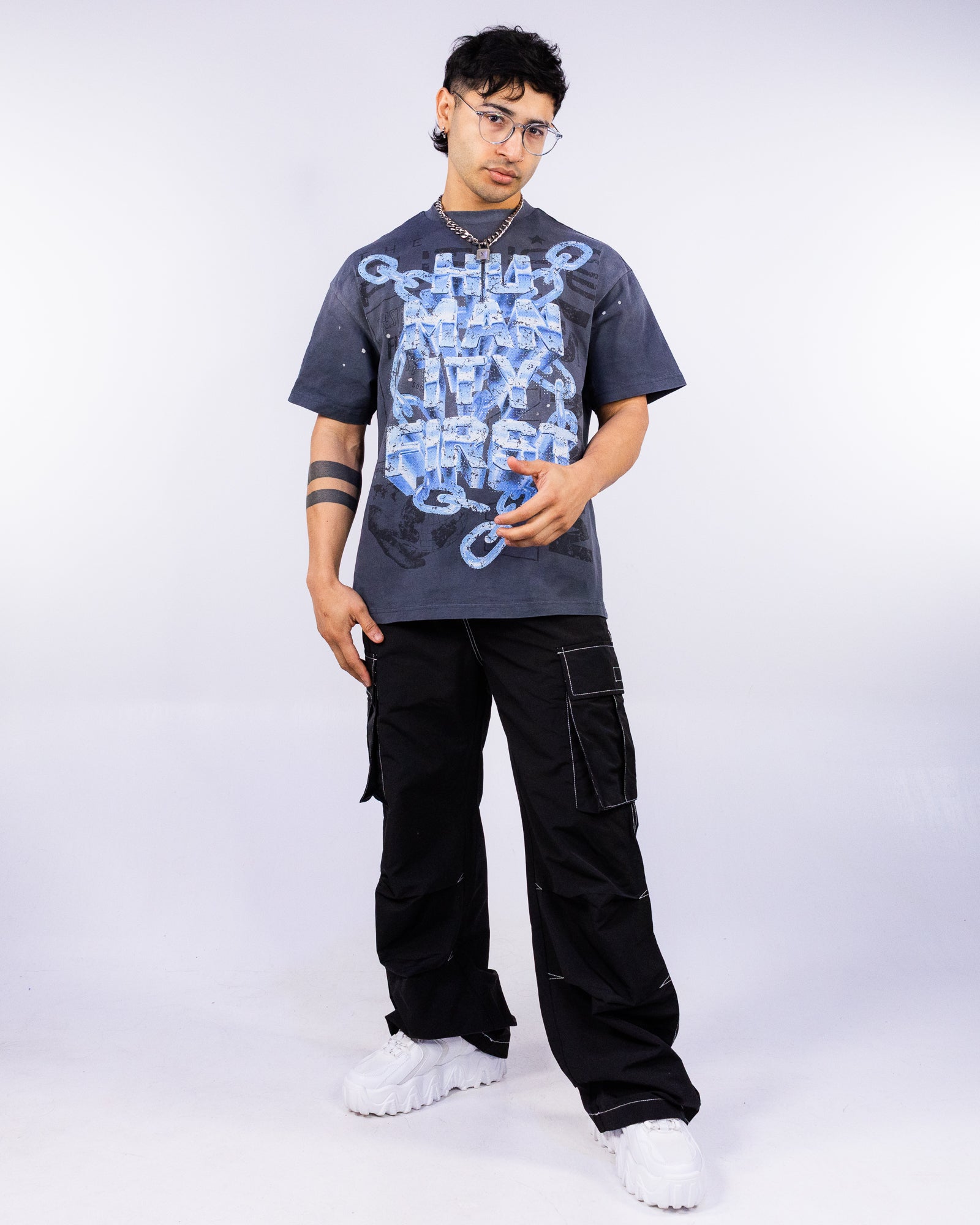 Chain Humanity Men's Gray Washed Tee