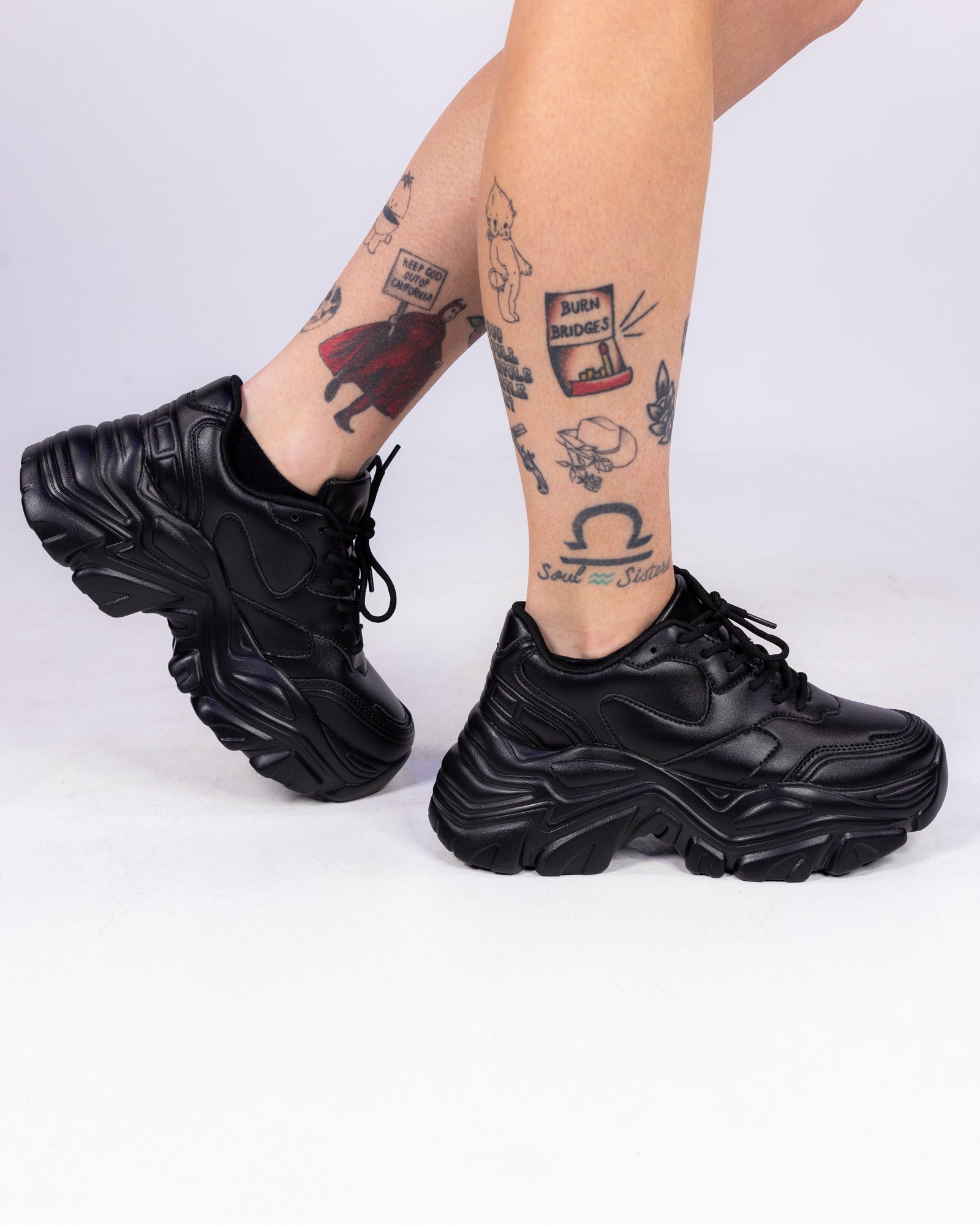 Black Flexx Women's Platform Sneakers