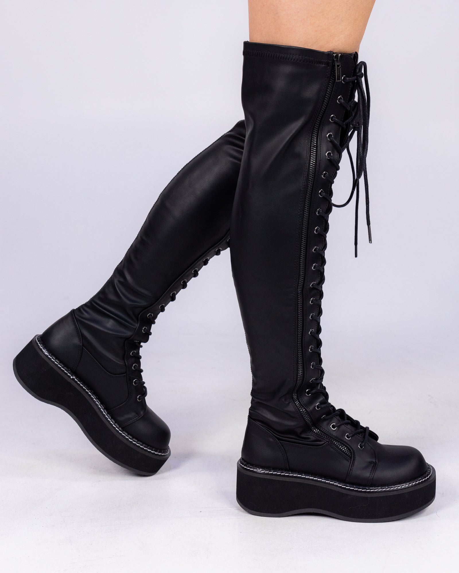 Demonia Emily Black Women's Thigh-High Boots