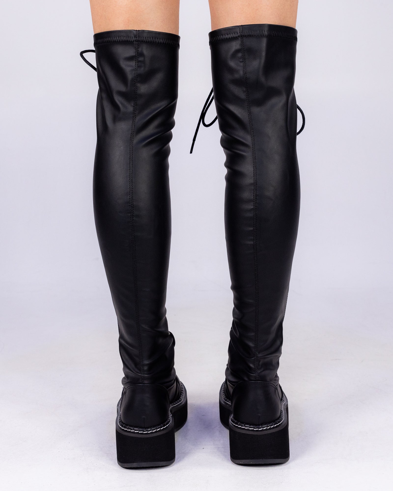 Demonia Emily Black Women's Thigh-High Boots