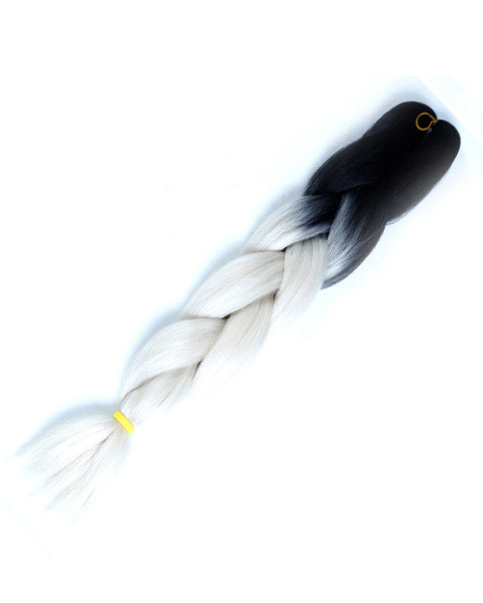 24" Ombre Black/White Braiding Hair Extensions