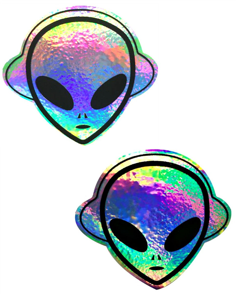 Holographic Silver Alien Beat Pasties