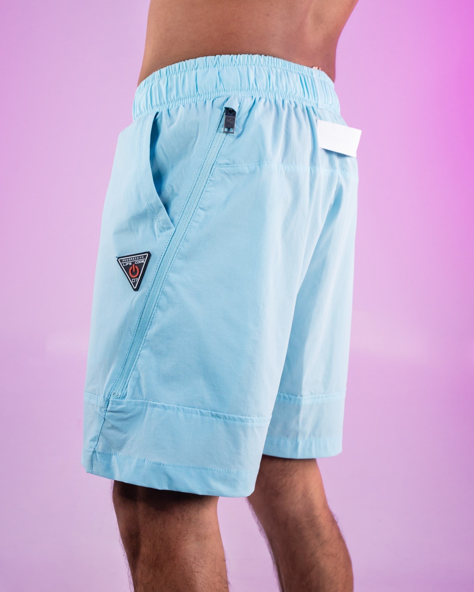 Light Blue Nylon 6 Inch Inseam Shorts