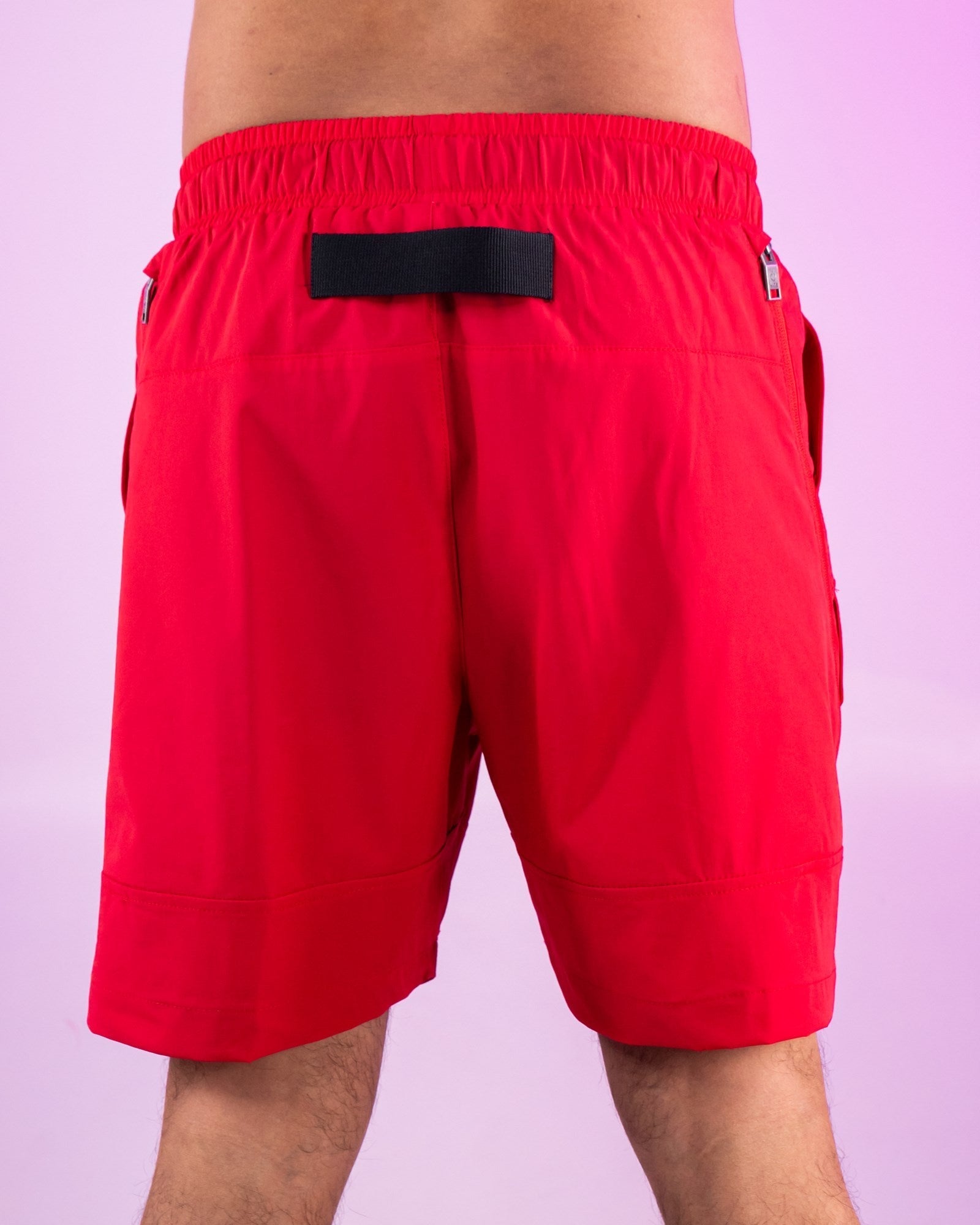 Red Nylon 6 Inch Inseam Shorts