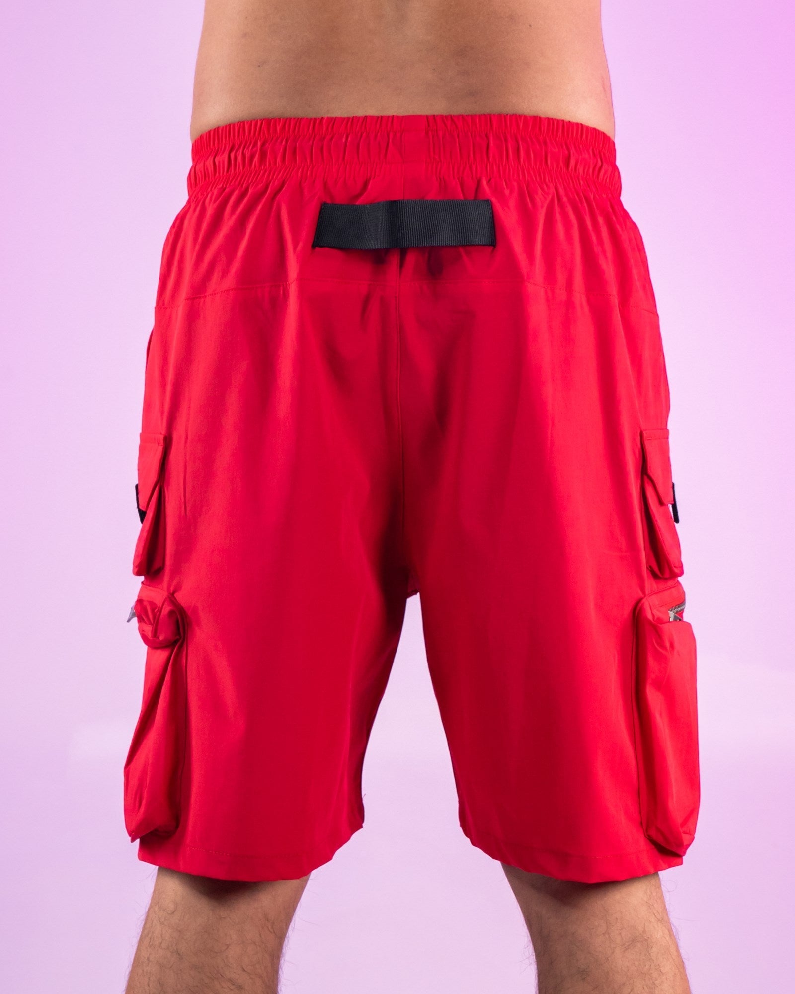 Red Nylon 7 Inch Inseam Shorts