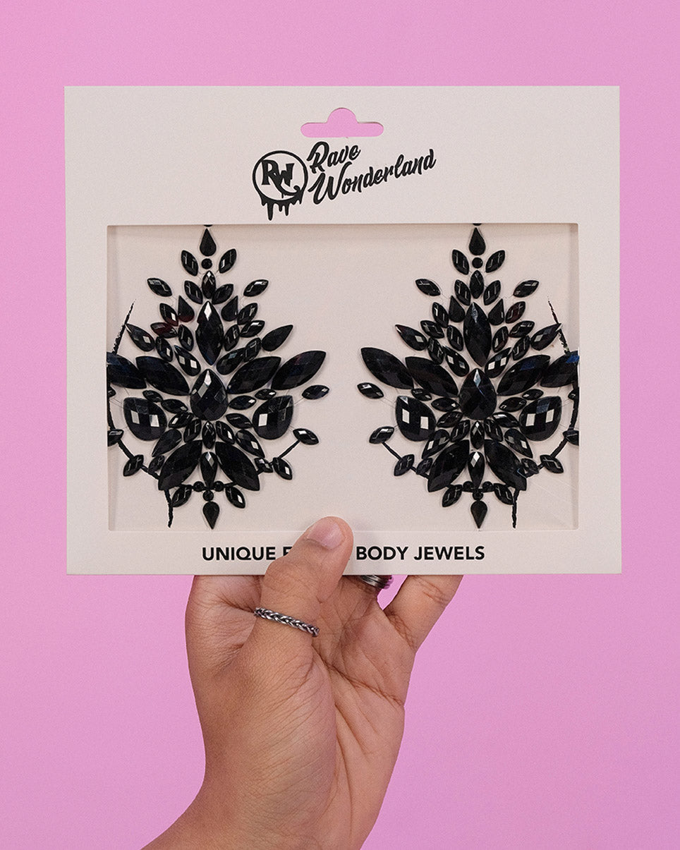 Black Rhinestone Self-Adhesive Jewel Pasties