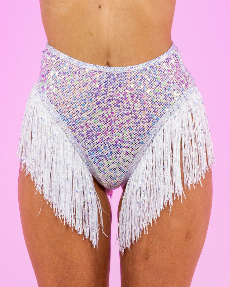 Diamond Rodeo Fringe High Waisted Shorts