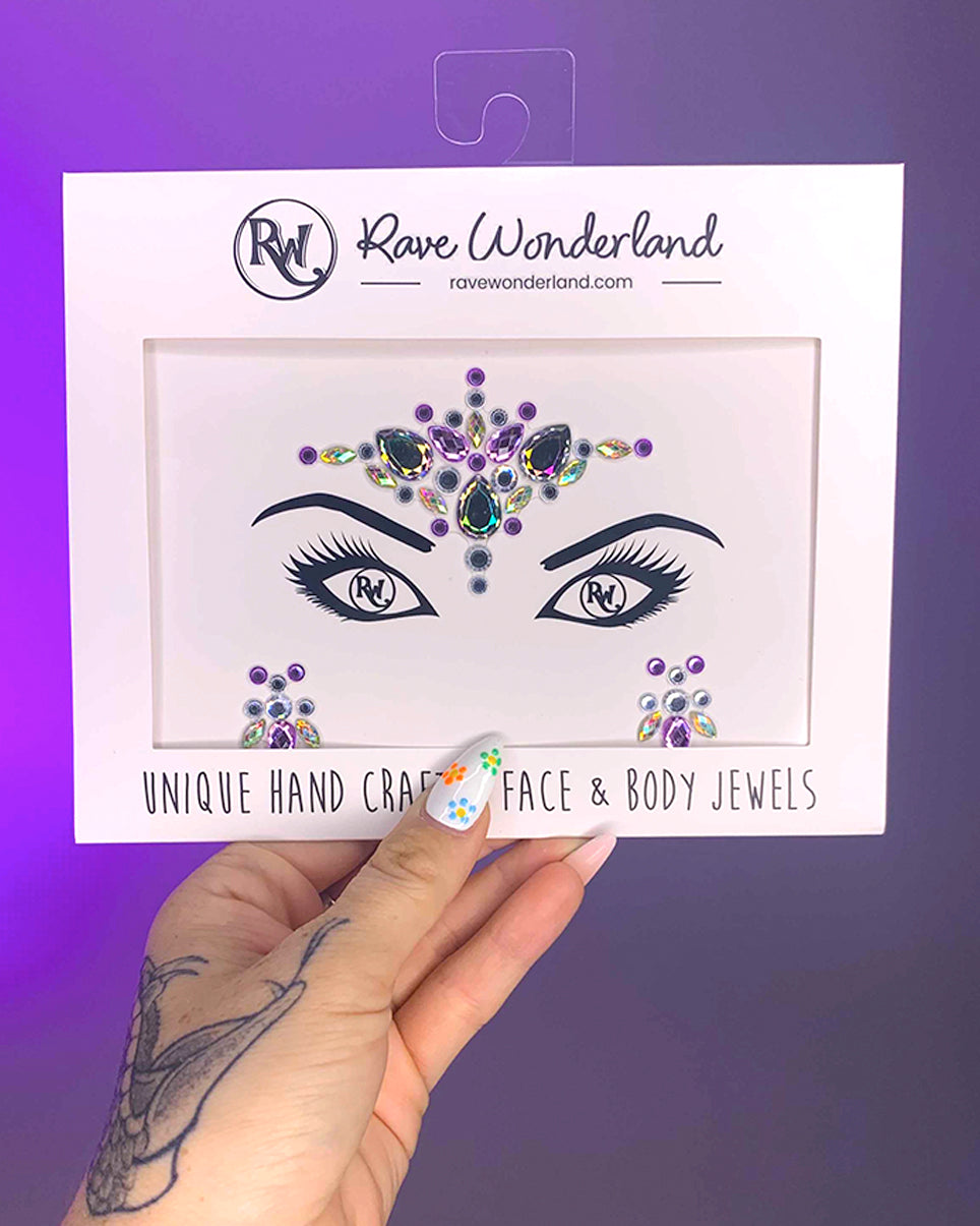 Purple Magic Rhinestone Rave Face Jewel