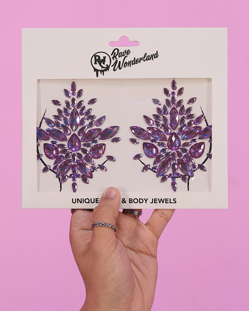 Lavender Rhinestone Self-Adhesive Jewel Pasties