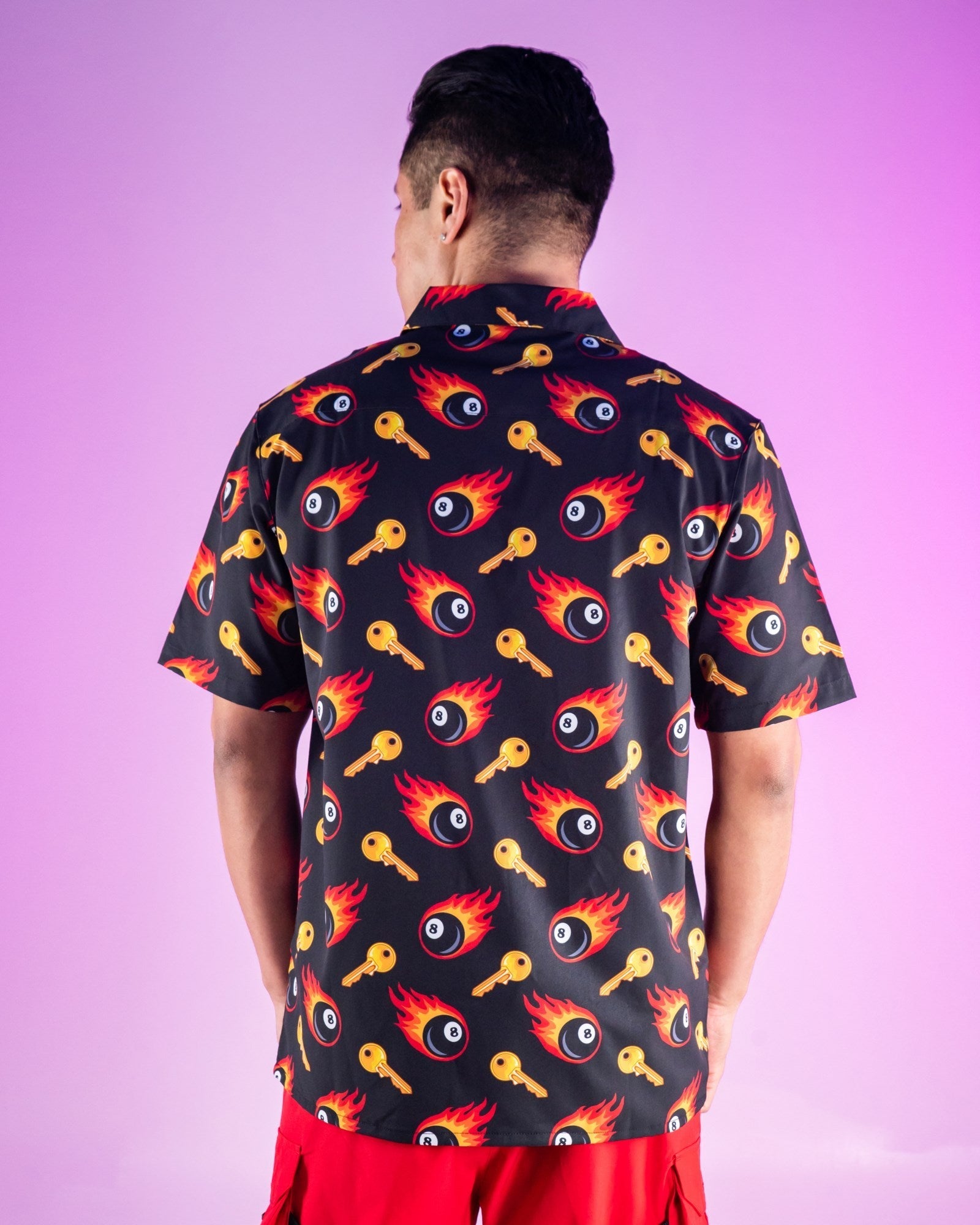 Flaming Key and Coke Black Hawaiian Shirt