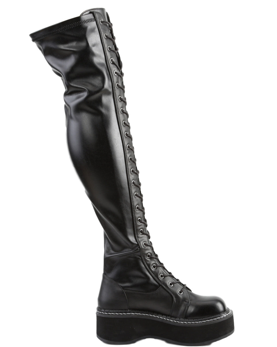 Demonia Emily Black Women's Thigh-High Boots