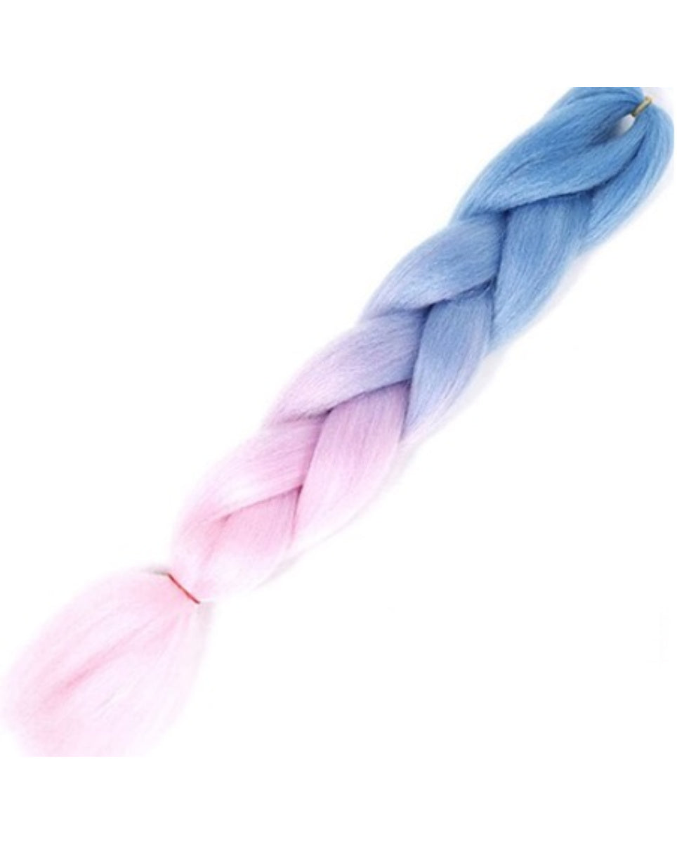 24" Ombre Light Blue/Light Pink Braiding Hair Extensions