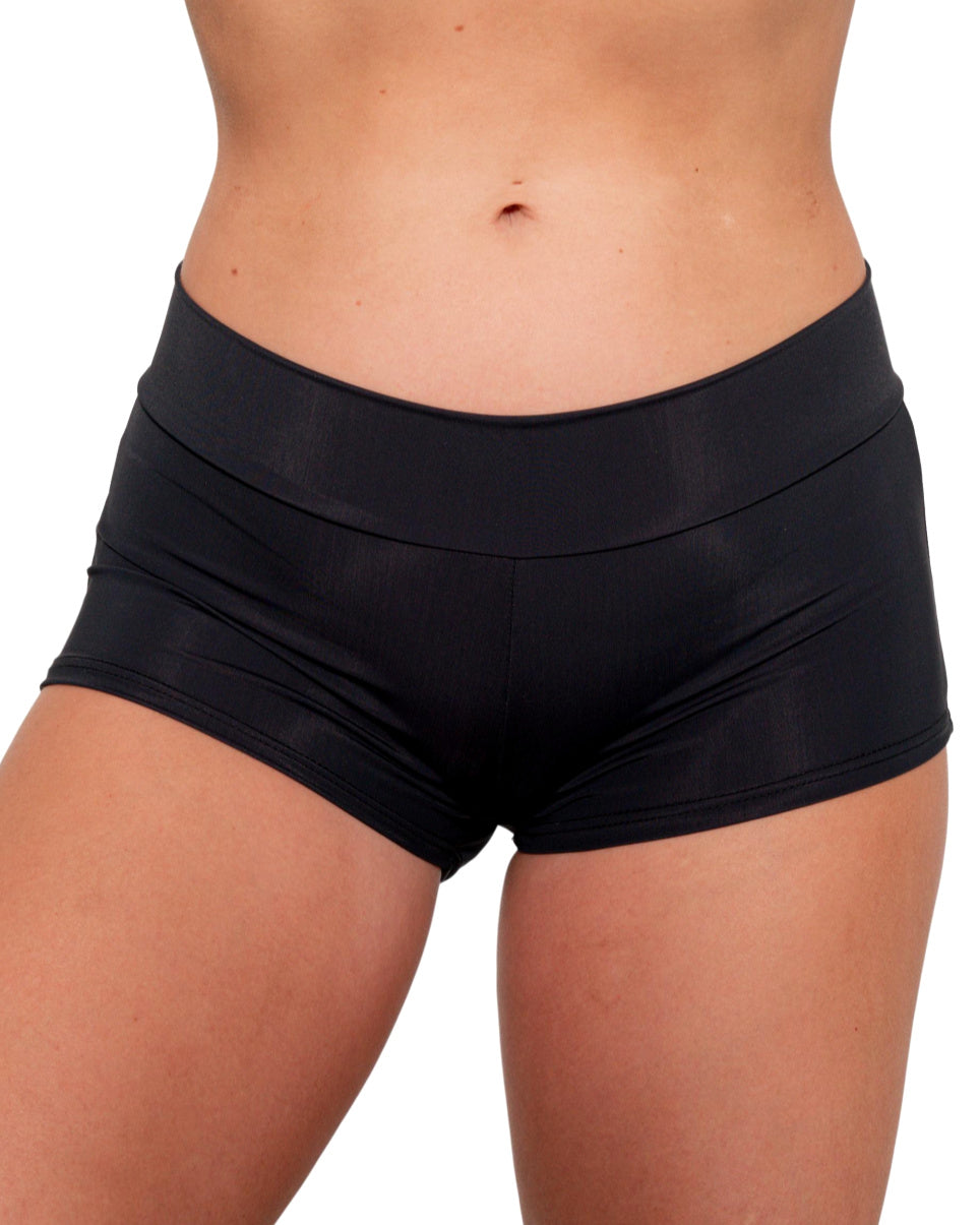 Black Scrunch Back Booty Shorts