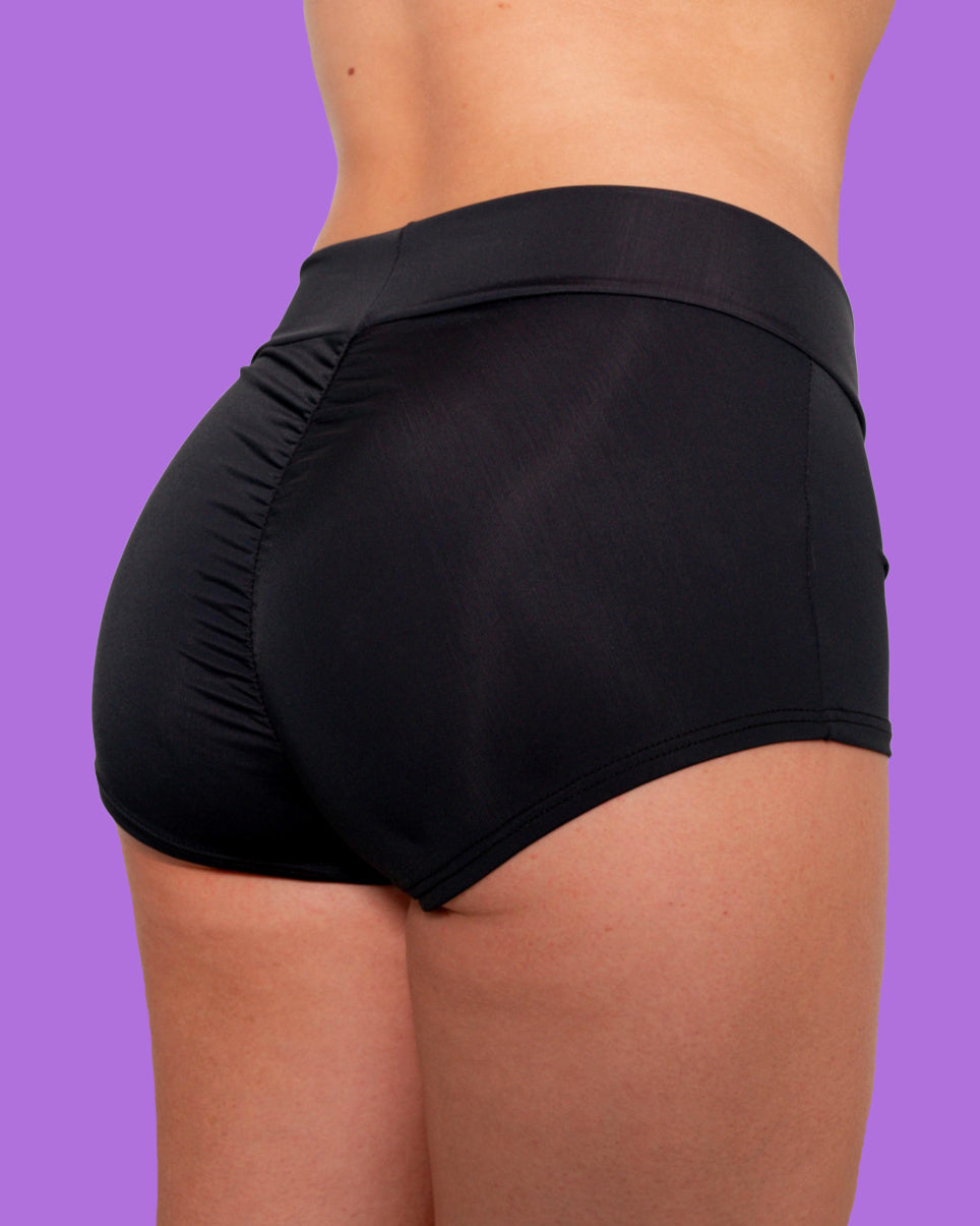 Black Scrunch Back Booty Shorts