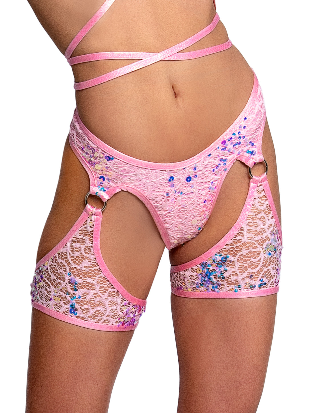 Pink Blush Sequin Net Chaps