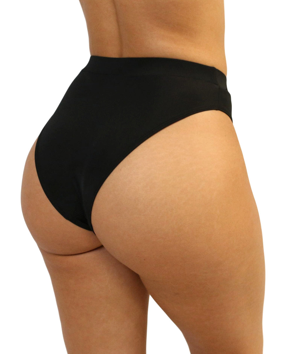 Black Cheeky High-Cut Bottoms