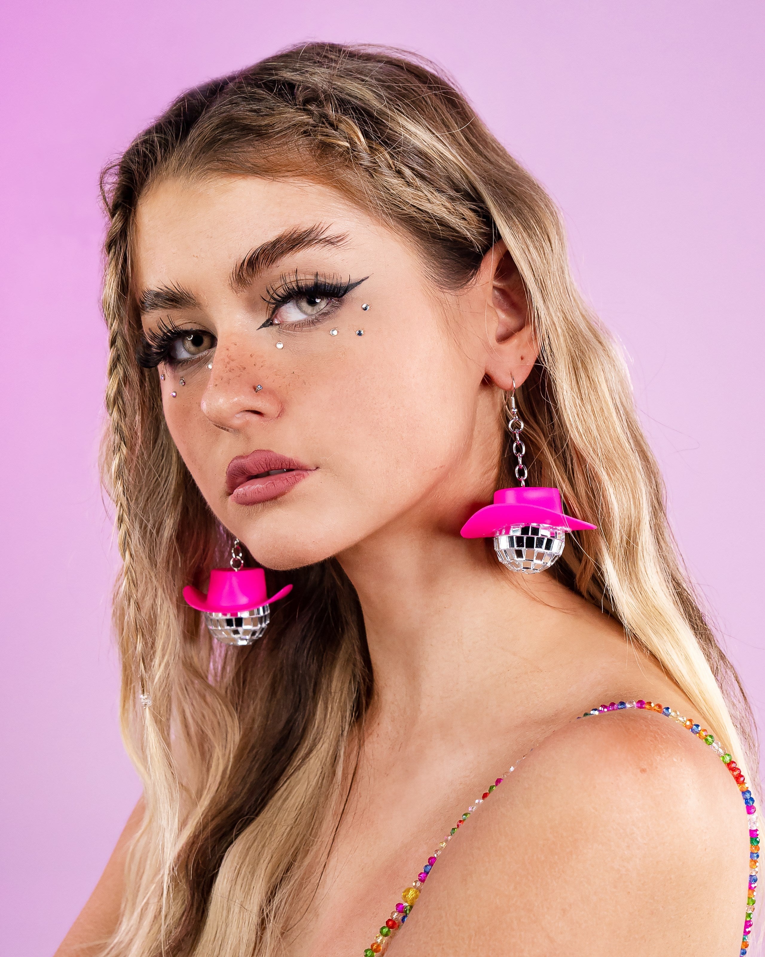 Pink Disco Cowgirl Earrings