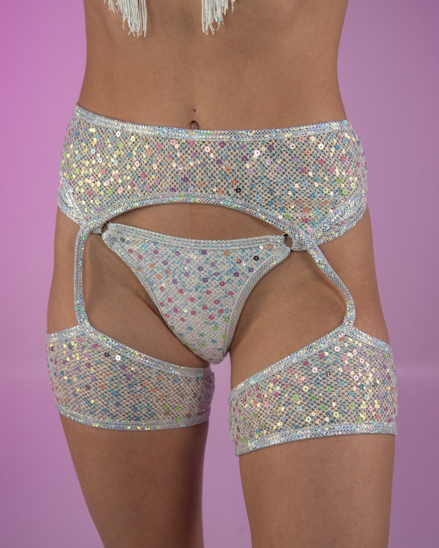 Diamond Rodeo Sequin Fishnet Chaps