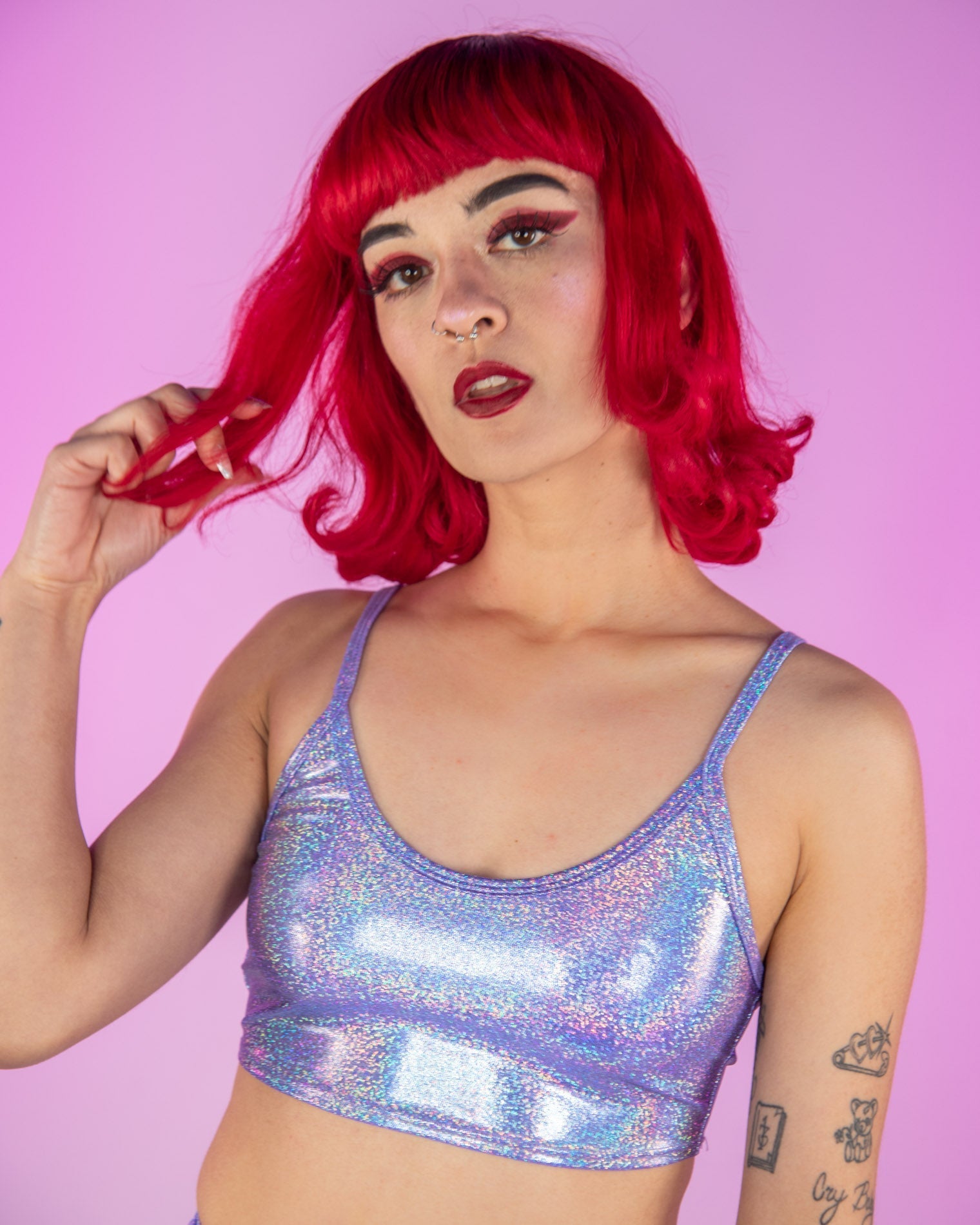 Lavender Metallic Spaghetti Tank