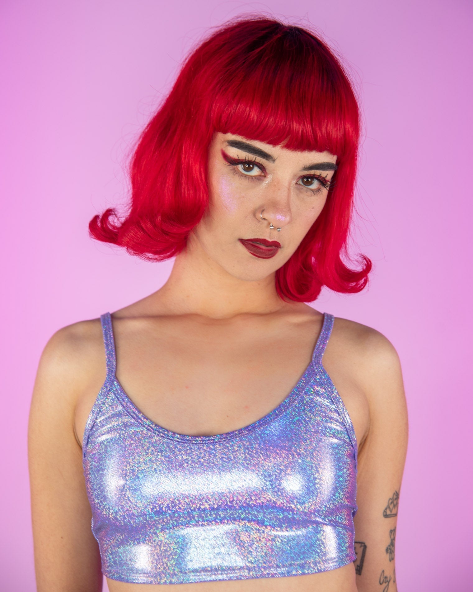 Lavender Metallic Spaghetti Tank