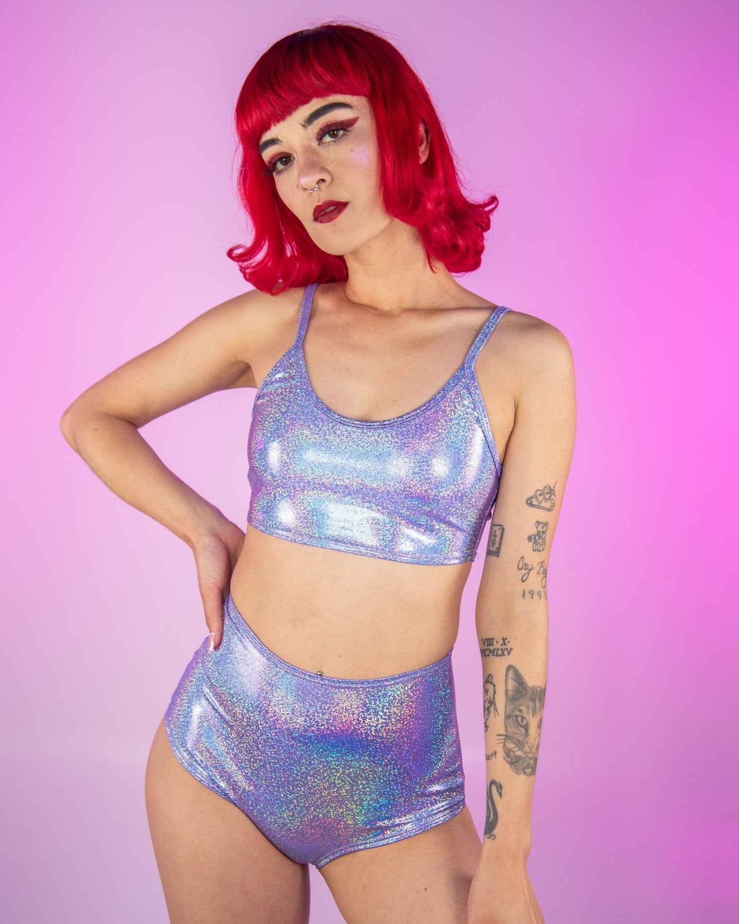 Lavender Metallic Spaghetti Tank