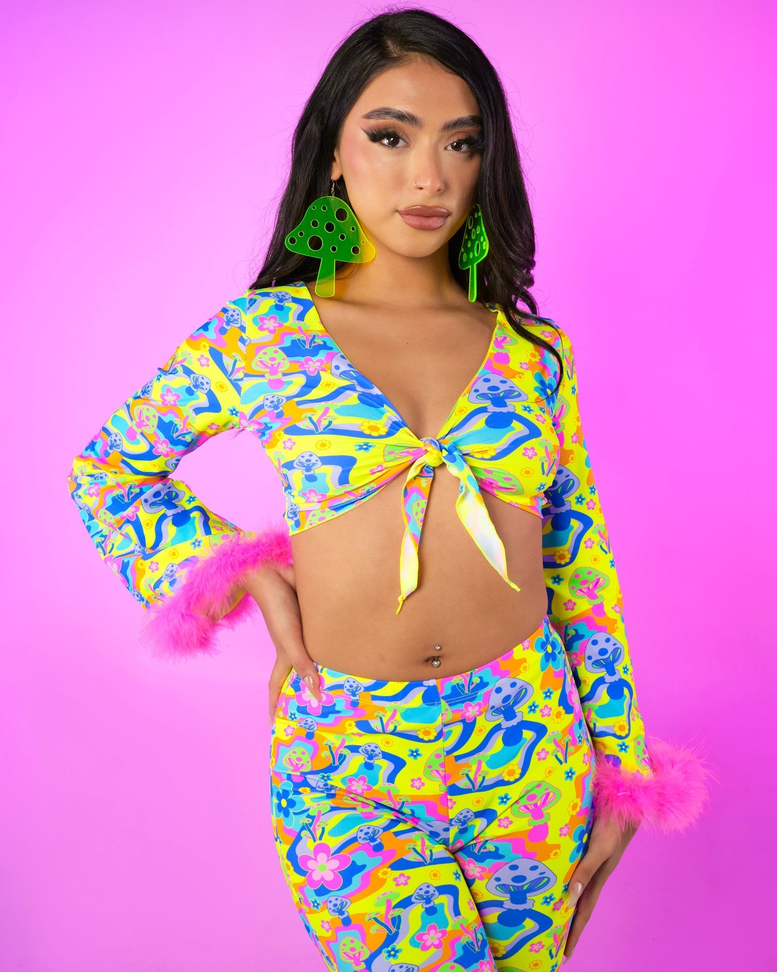 Psychedelic Psilocybin Front-Tie Top