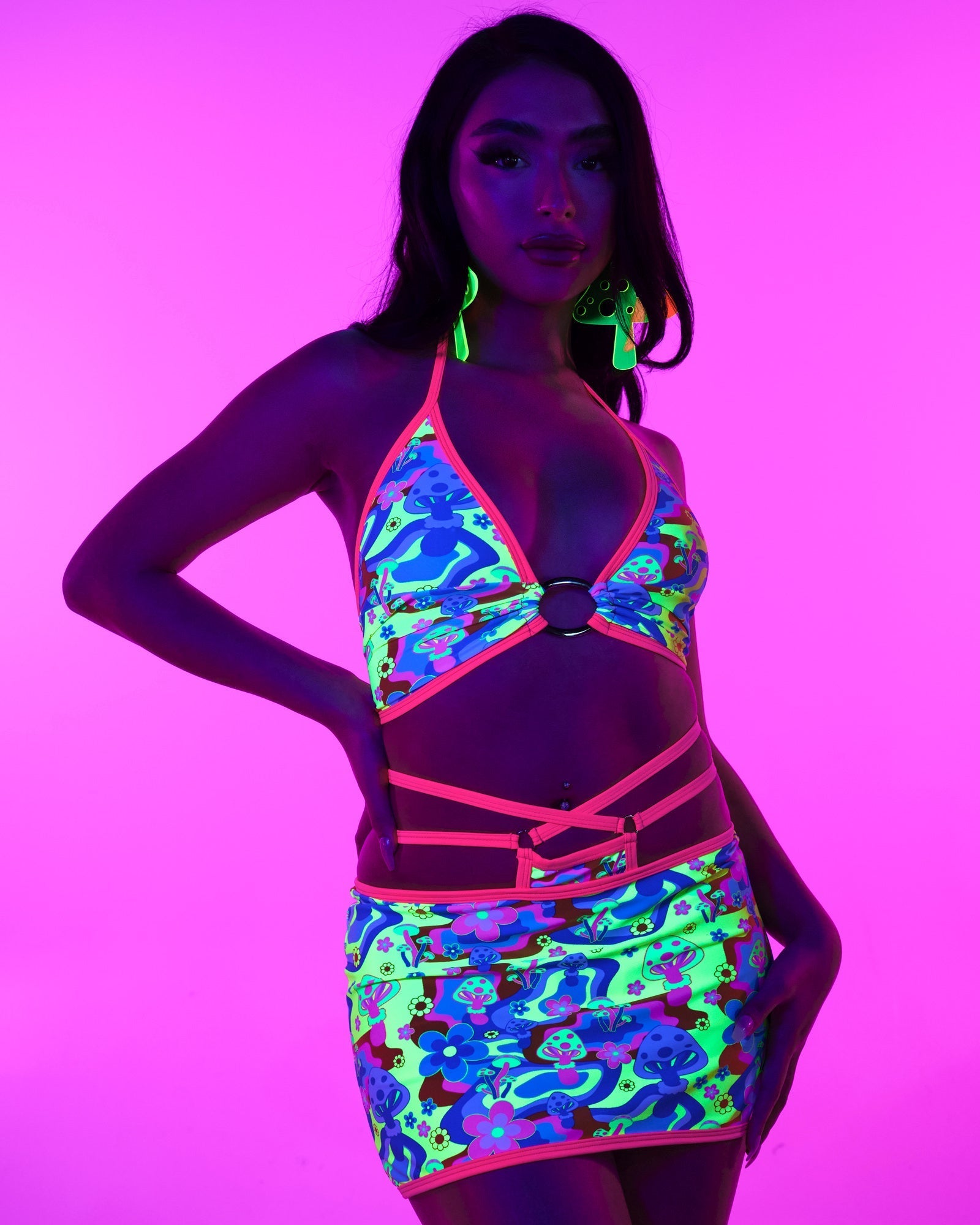 Psychedelic Psilocybin O-Ring Halter Top
