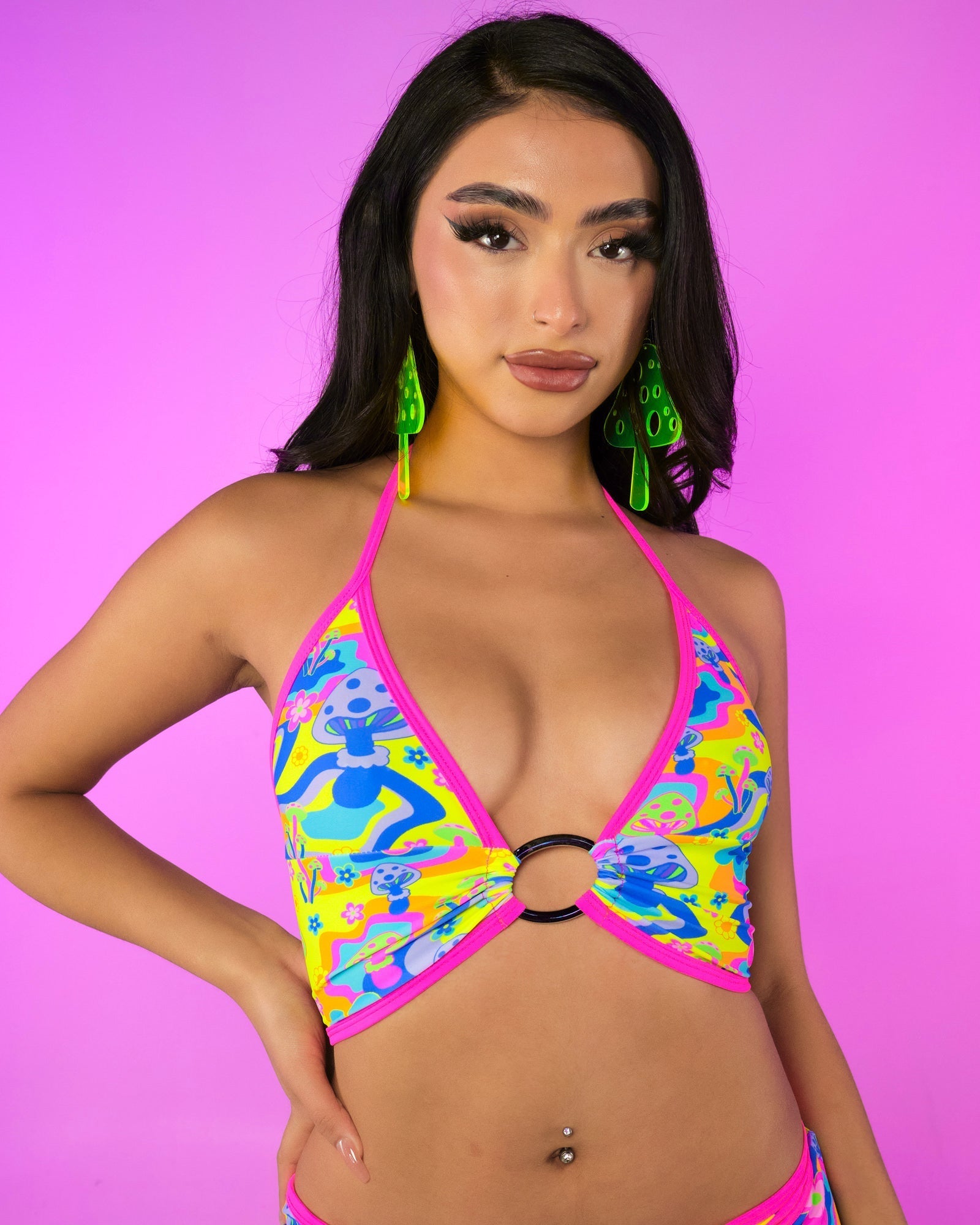 Psychedelic Psilocybin O-Ring Halter Top