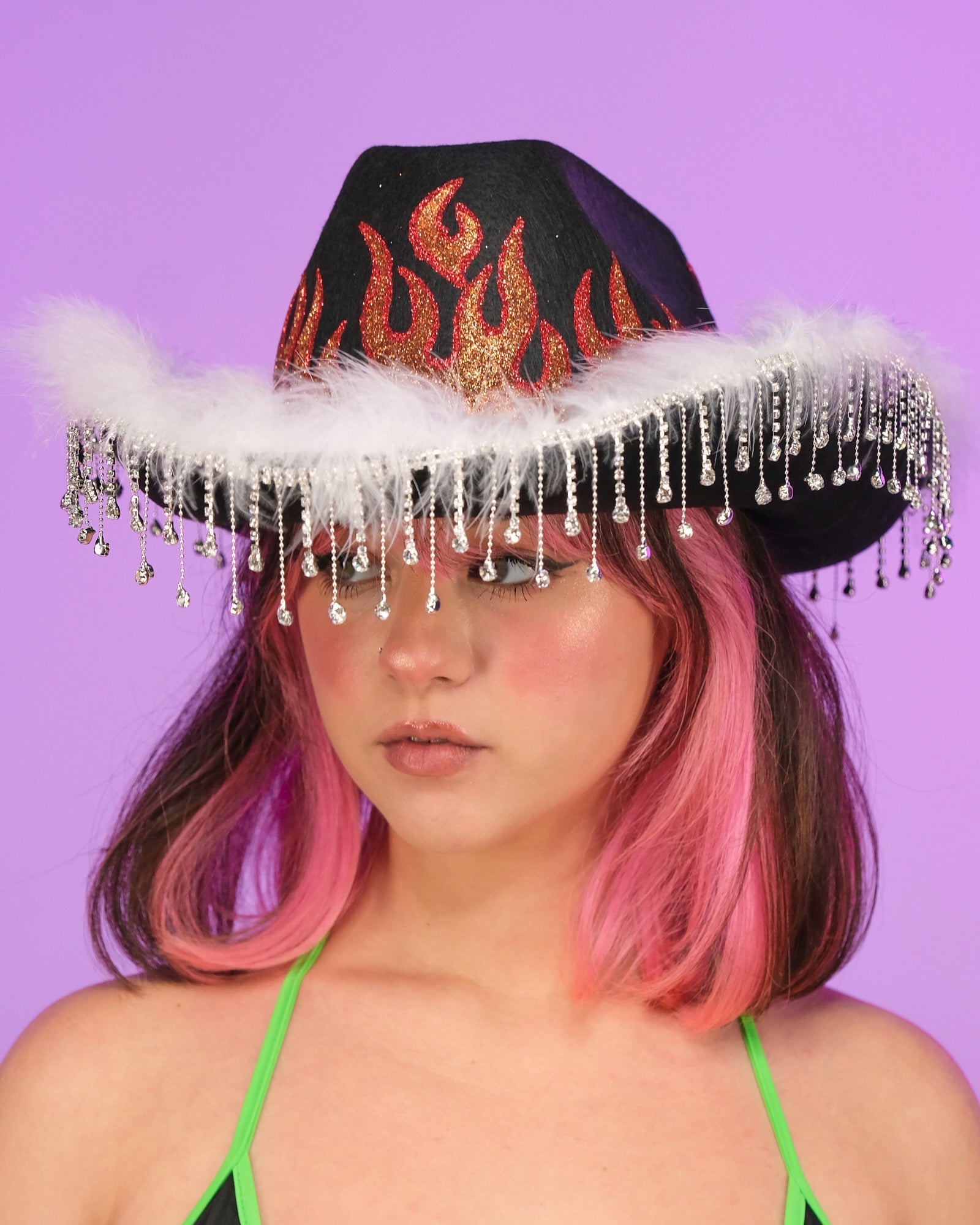 Black Brimstone Fringe Cowboy Hat