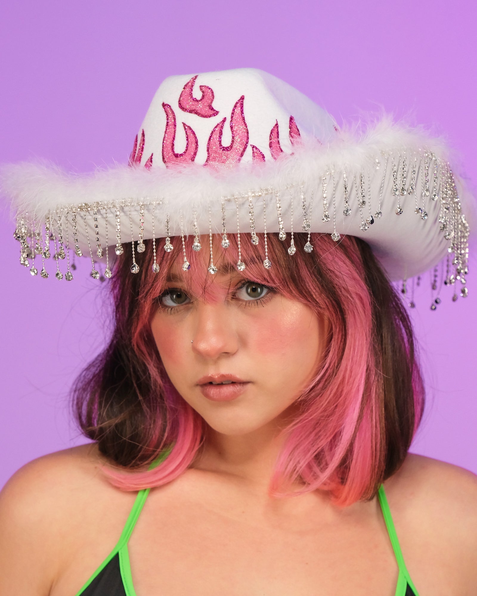 Pink Flame Fringe Cowboy Hat