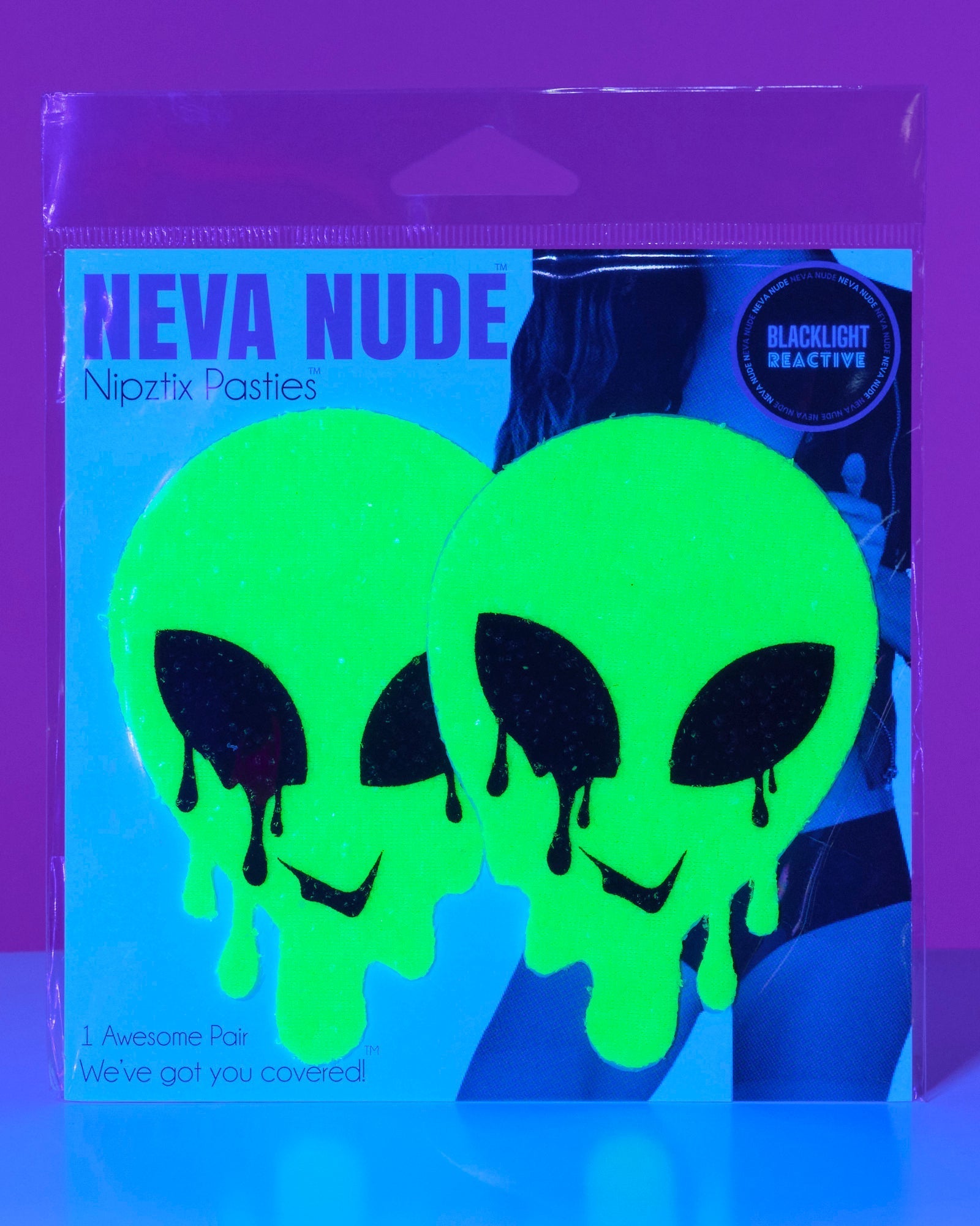 Melty Alien Sparkle Neon Green UV Reactive Pasties