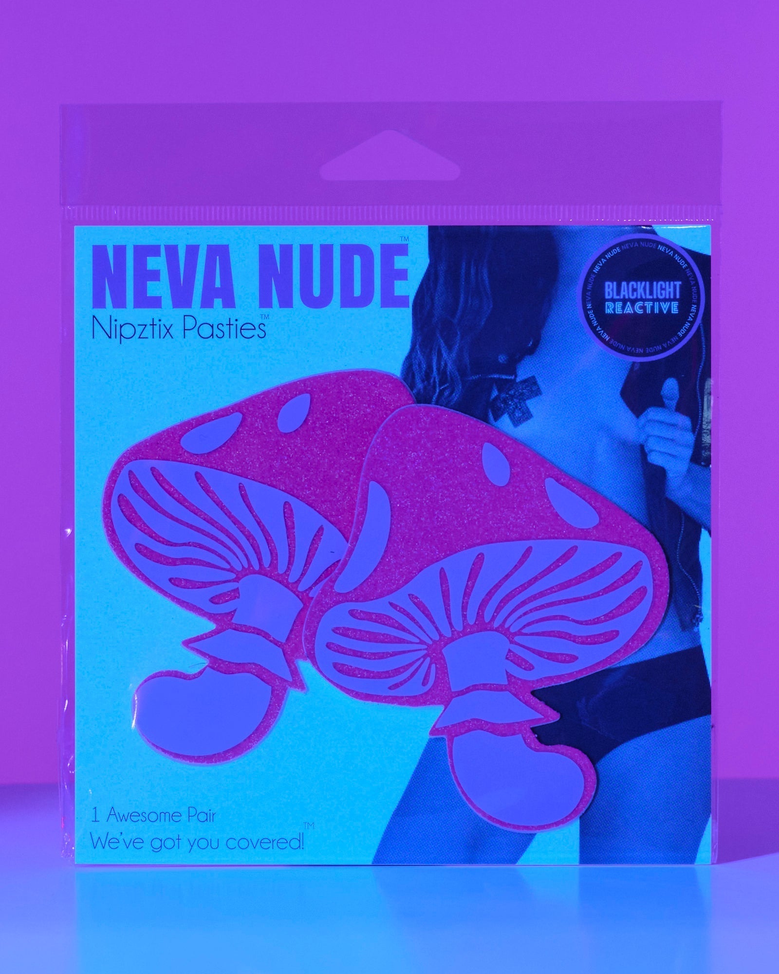 Neon UV Pink Glitter Toadstool Pasties