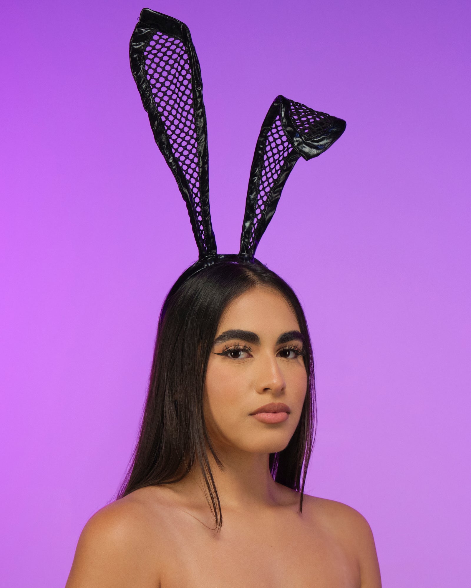 Fishnet Vinyl Bunny Ears Headband