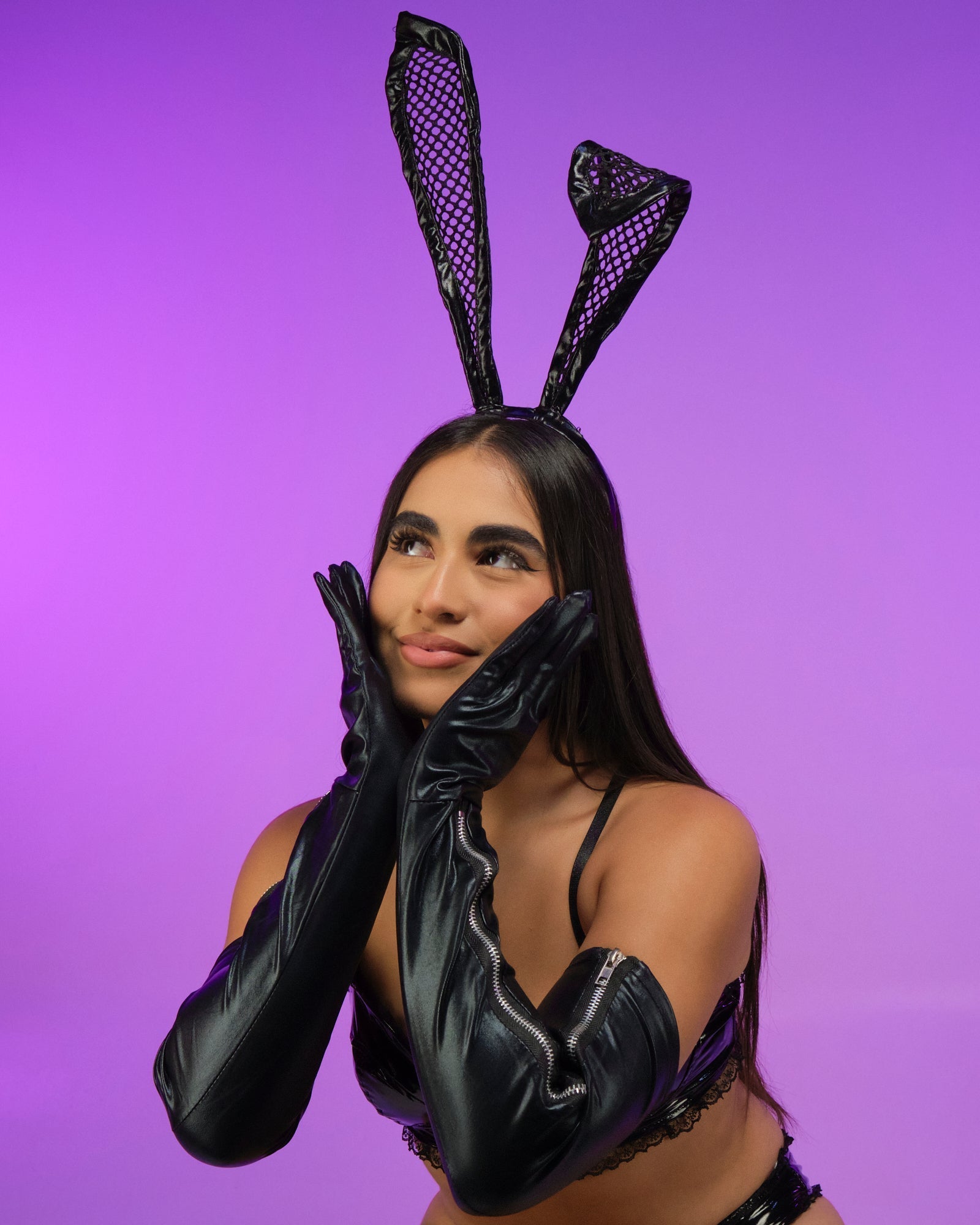 Fishnet Vinyl Bunny Ears Headband