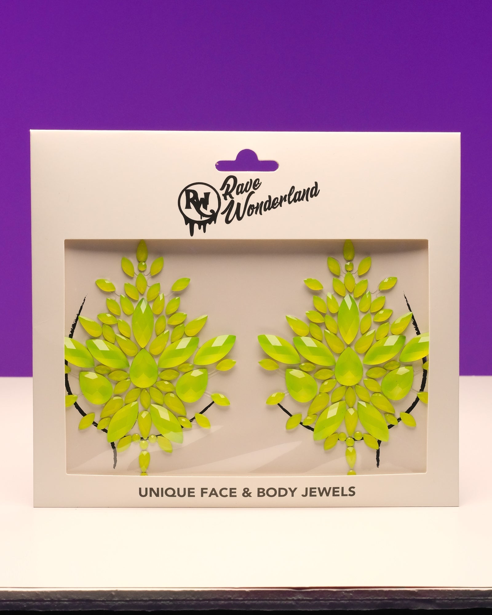 Neon Yellow Black Light Jewel Pasties