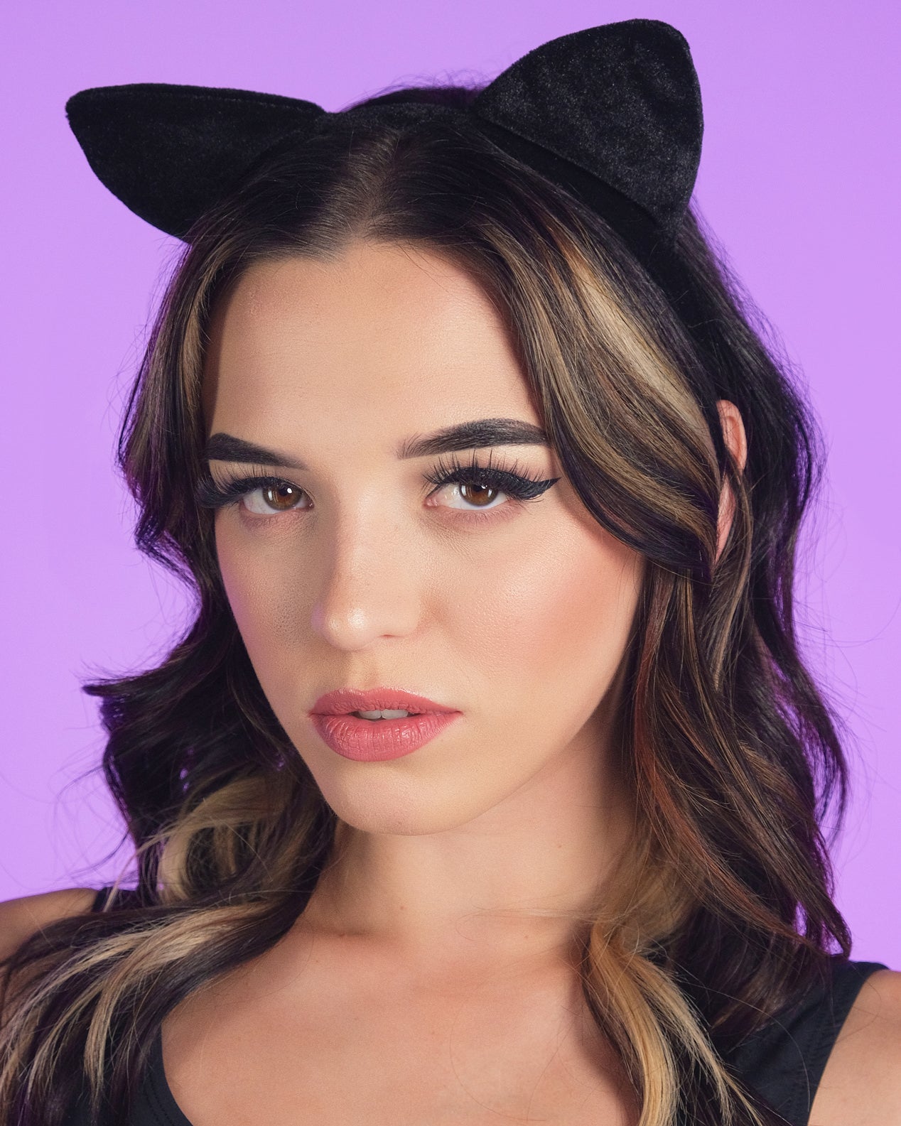 Black Velvet Cat Ears Headband