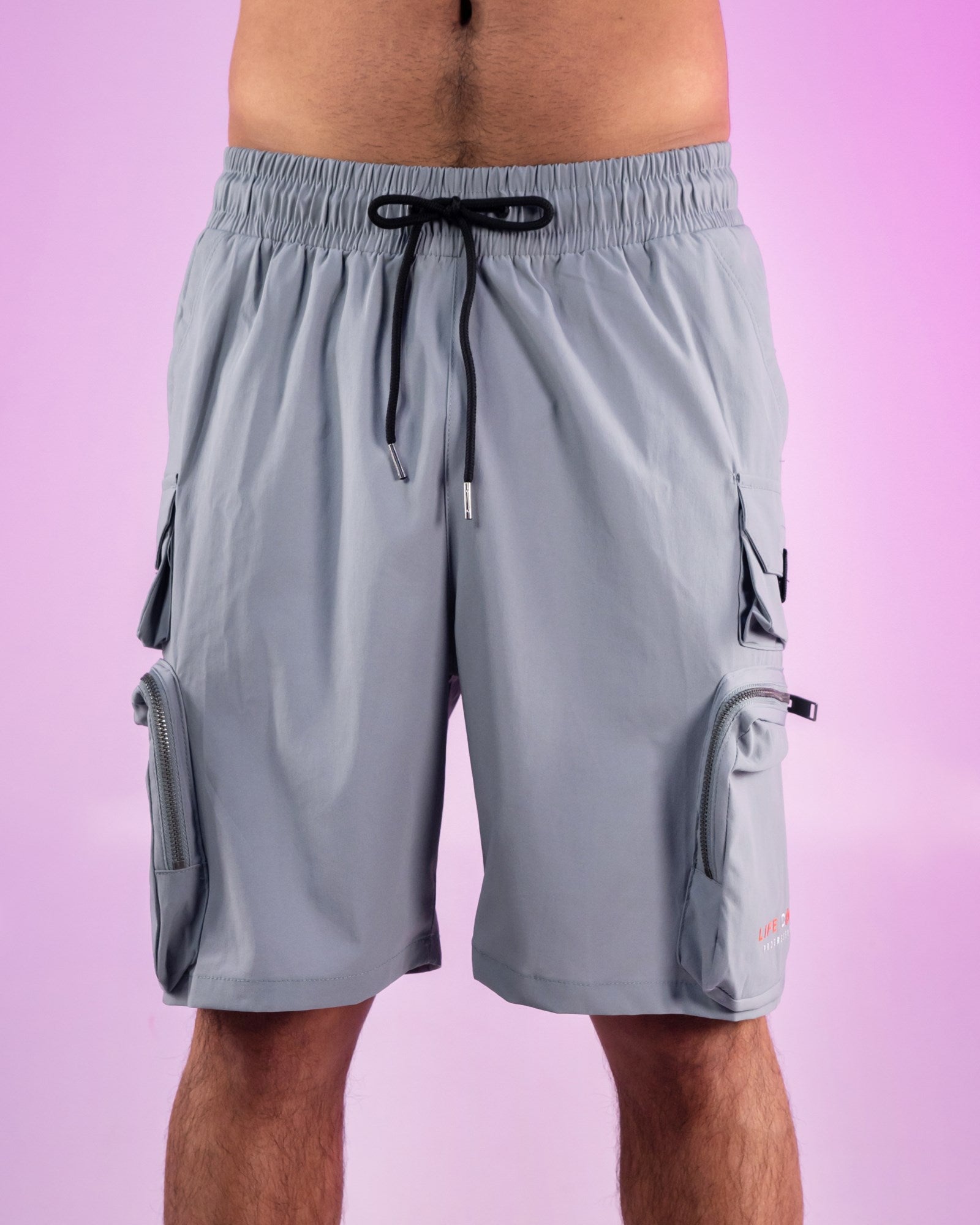 Gray Nylon 7 Inch Inseam Shorts