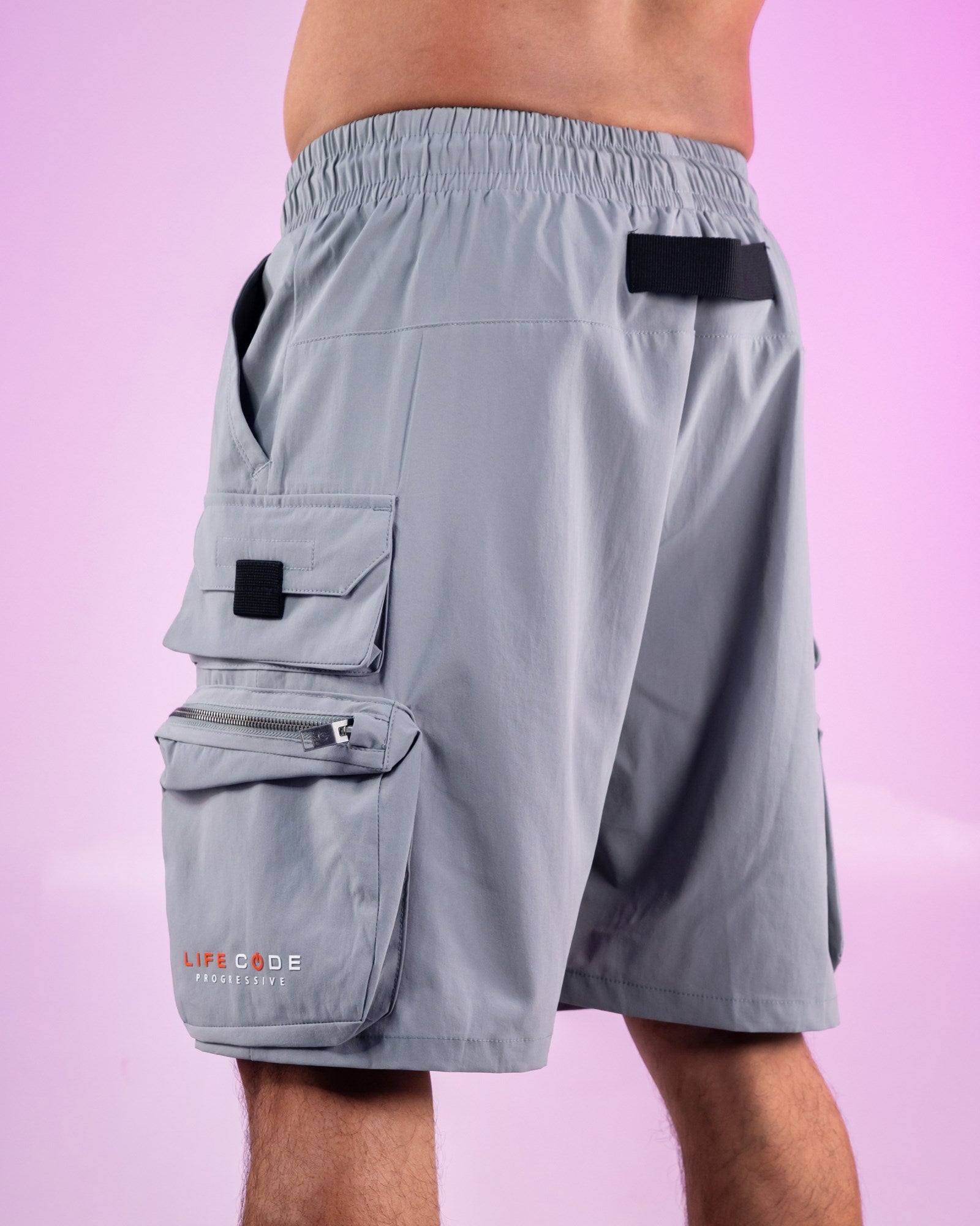 Gray Nylon 7 Inch Inseam Shorts