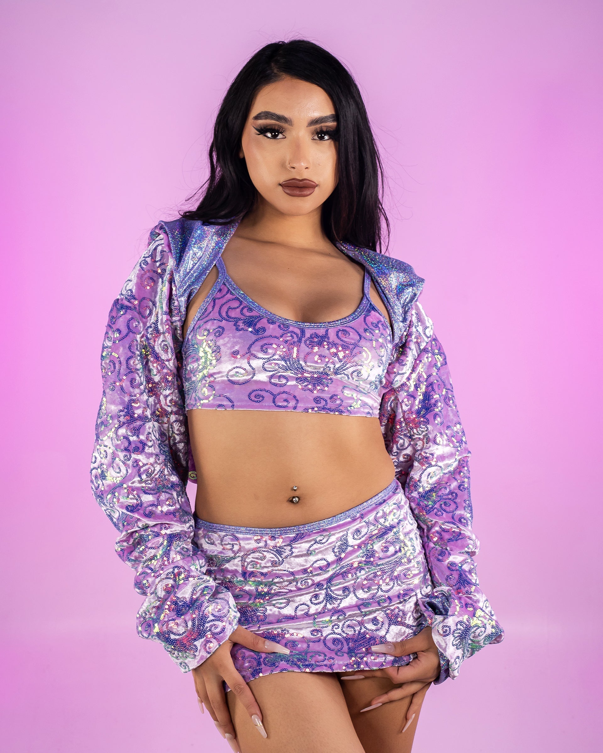 Lavender Cosmic Sequin Velvet Tank Top