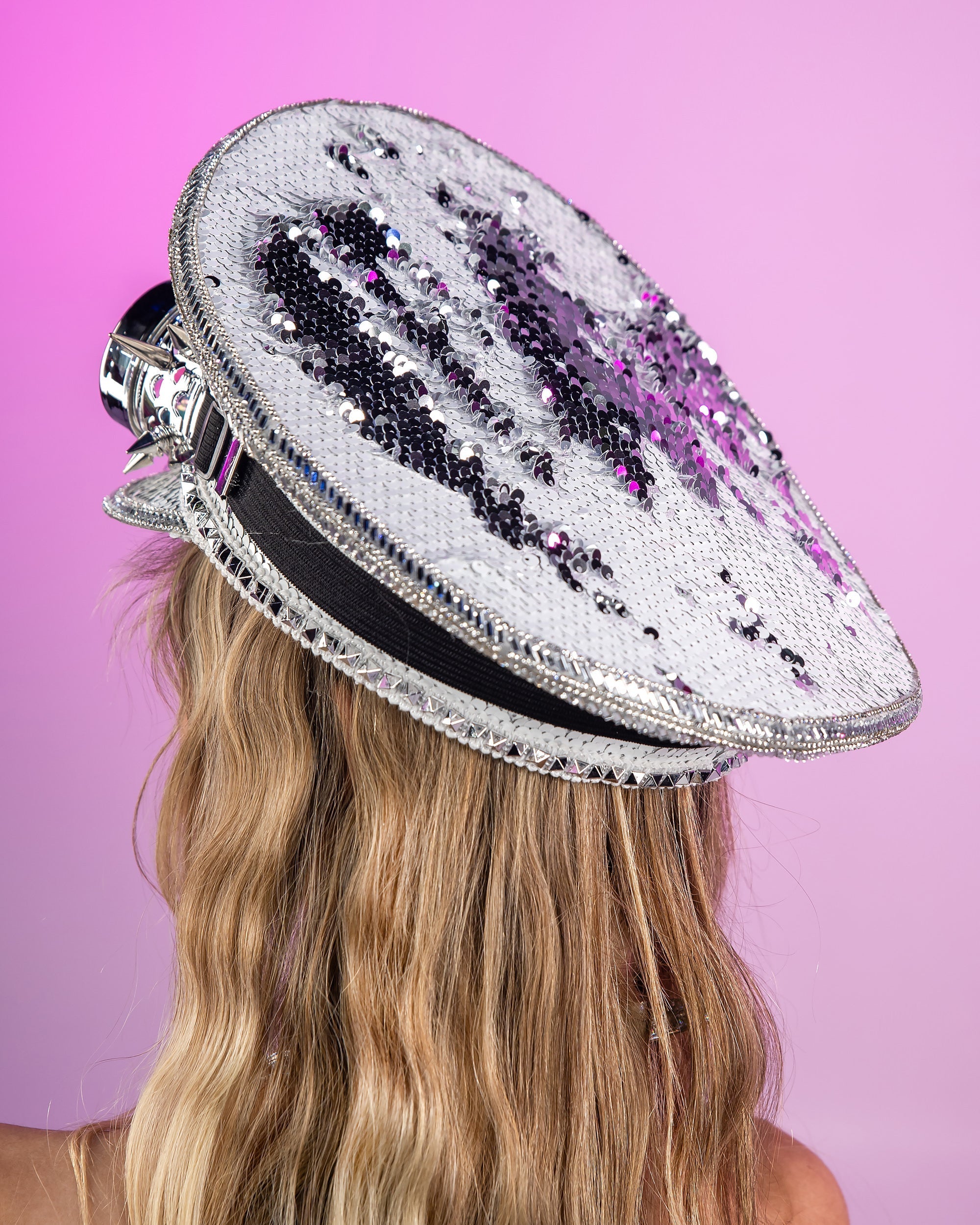 Silver Sequin Captain Hat