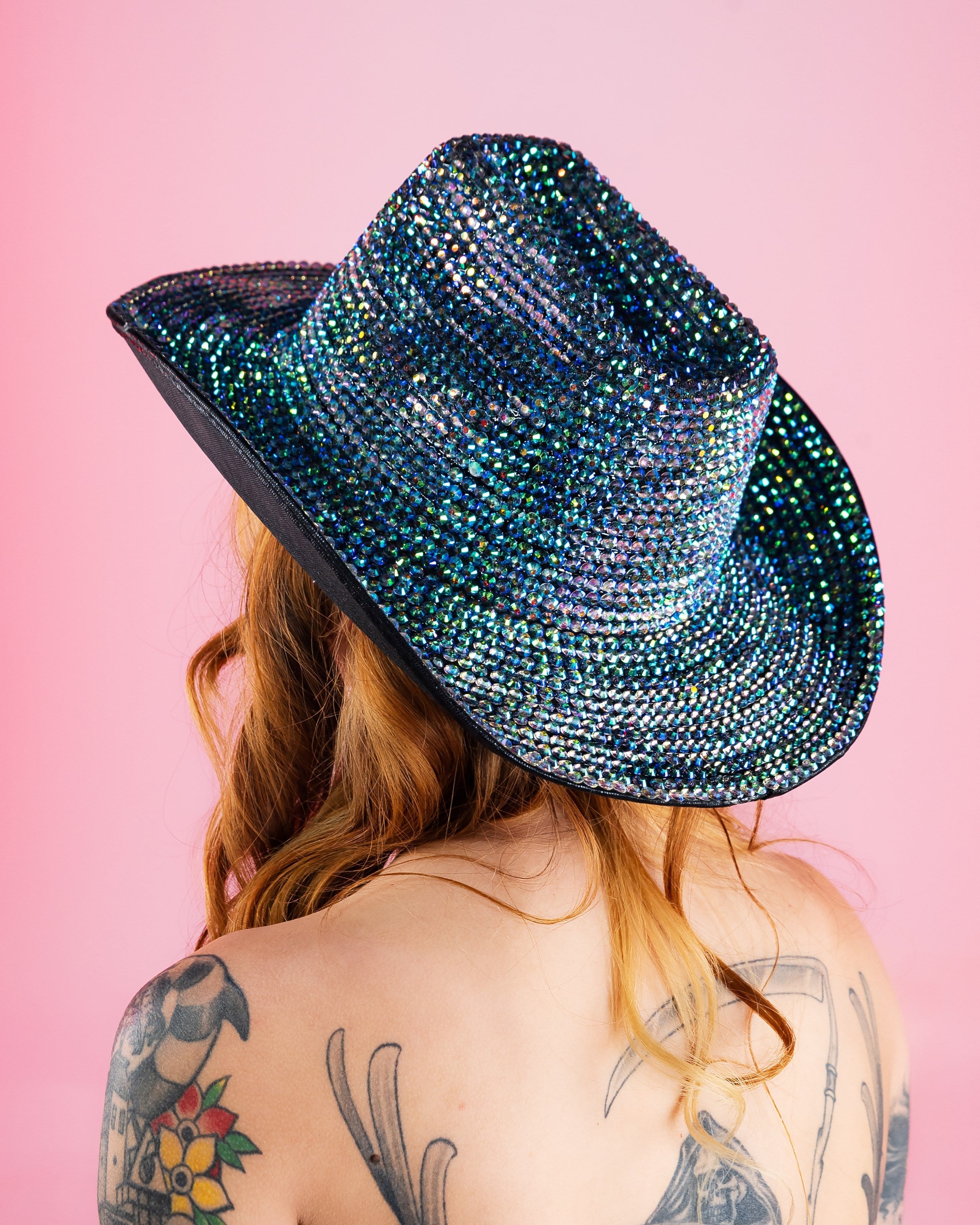 Iridescent Rhinestone Cowgirl Hat
